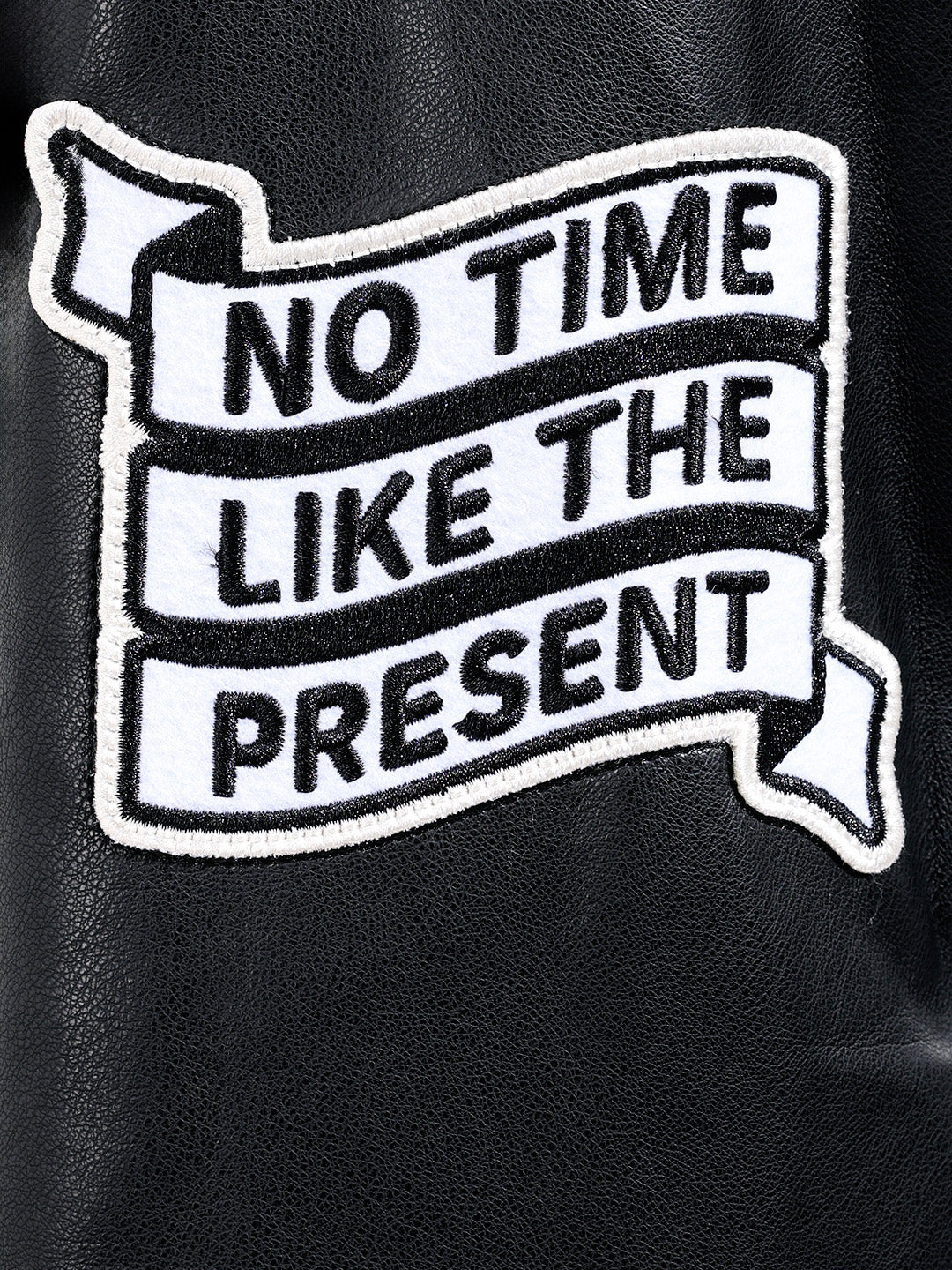 Men's Black Regular Fit Embroided Casual Bomber Jacket - Image 3
