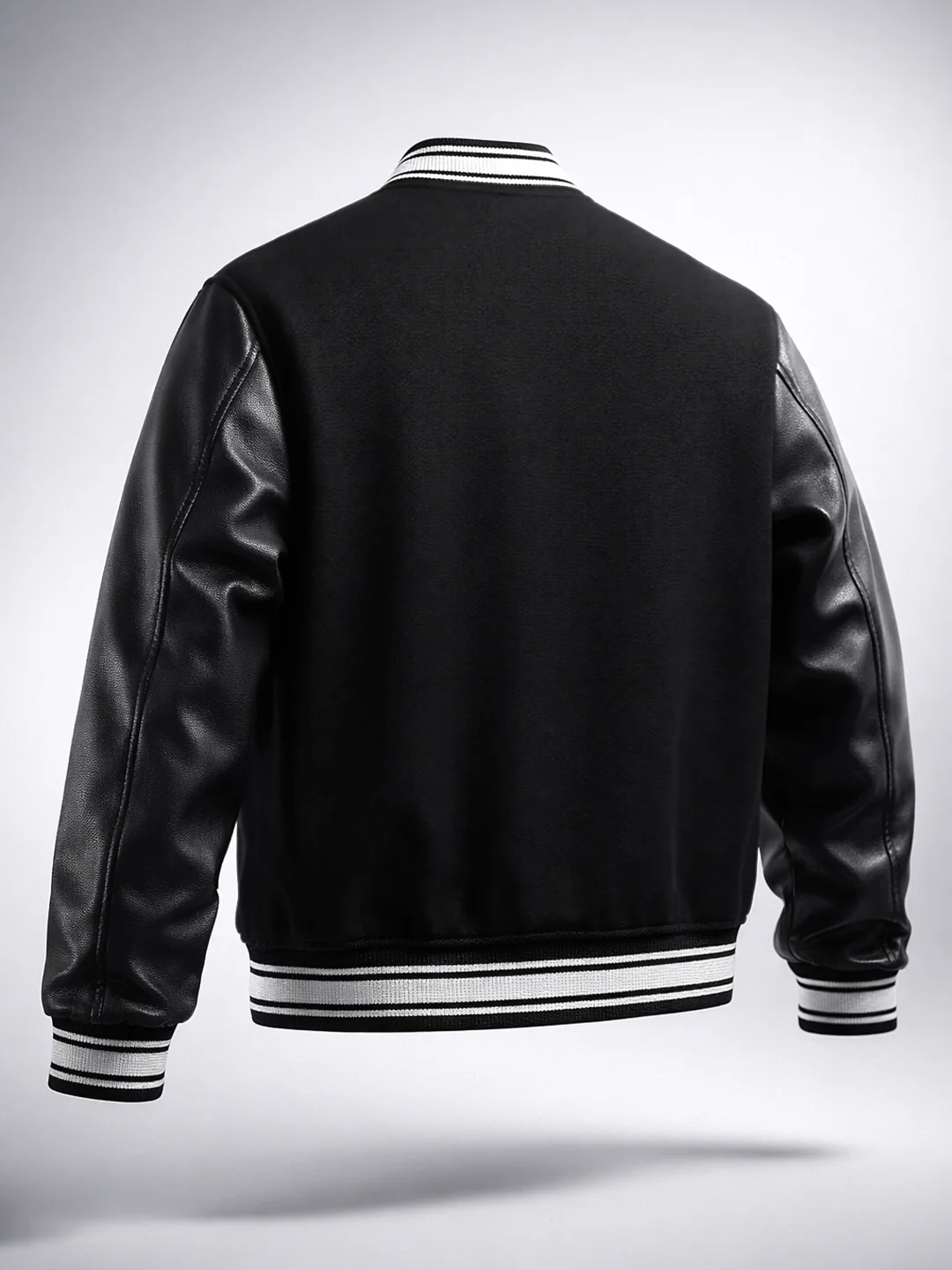 Men's Black Regular Fit Embroided Casual Bomber Jacket - Image 5