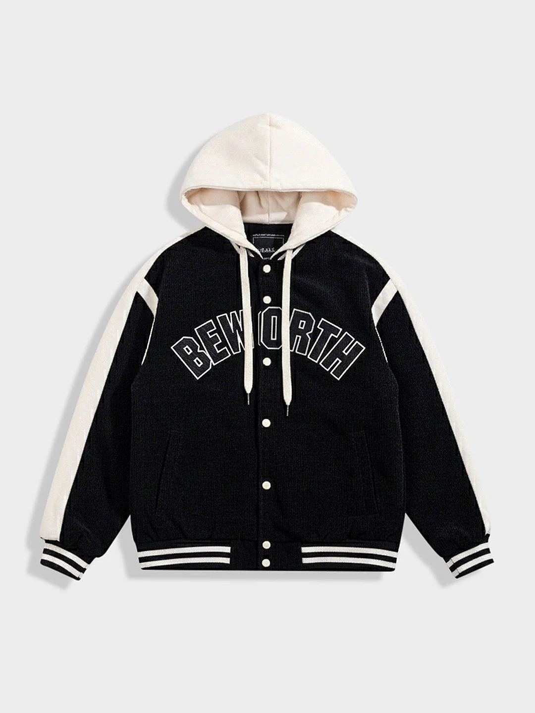 Men's Black Regular Fit Embroided Casual Bomber Jacket - Image 4