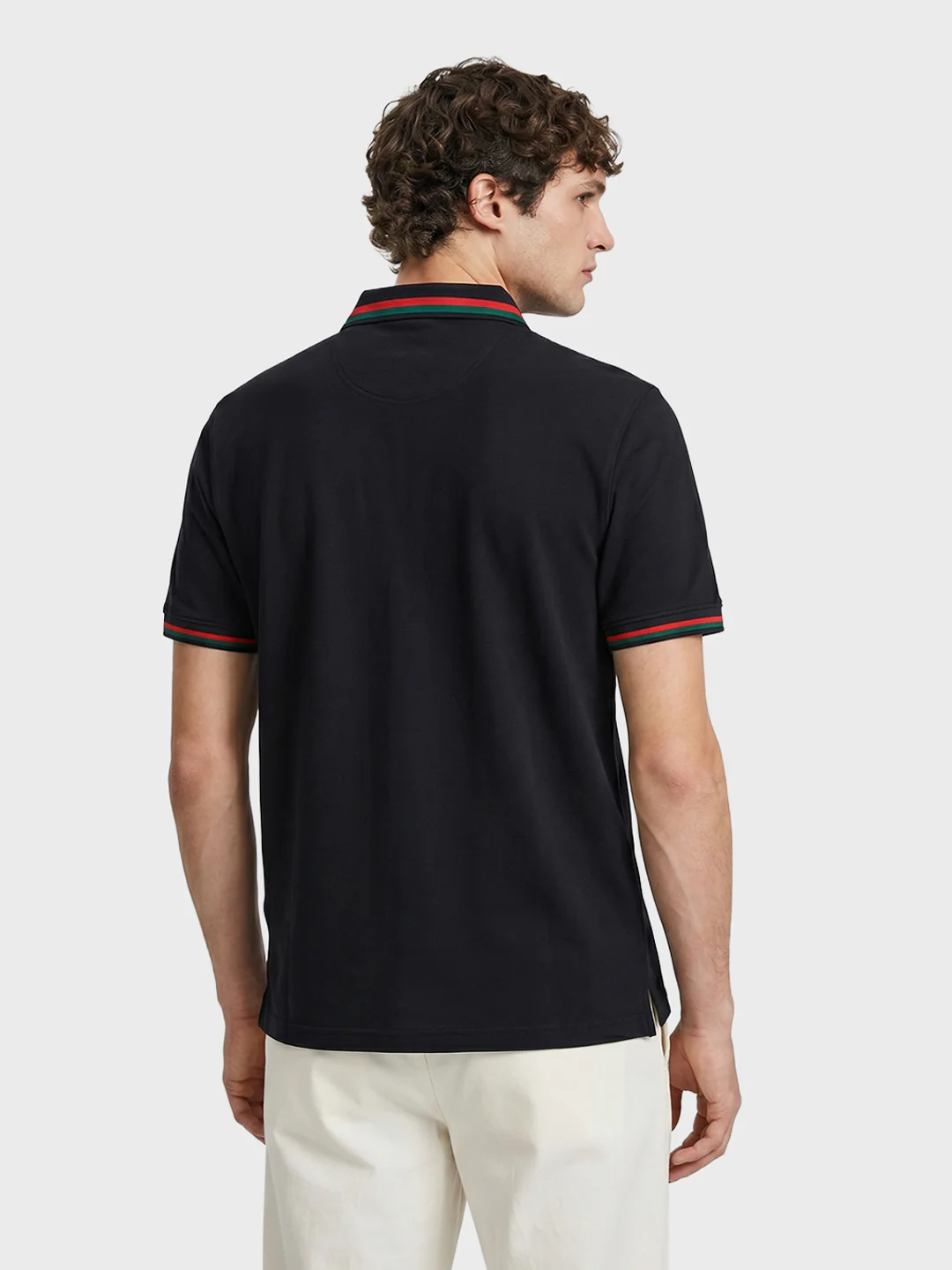 Men's Black Regular Fit Solid Casual Polo T-Shirts - Image 5