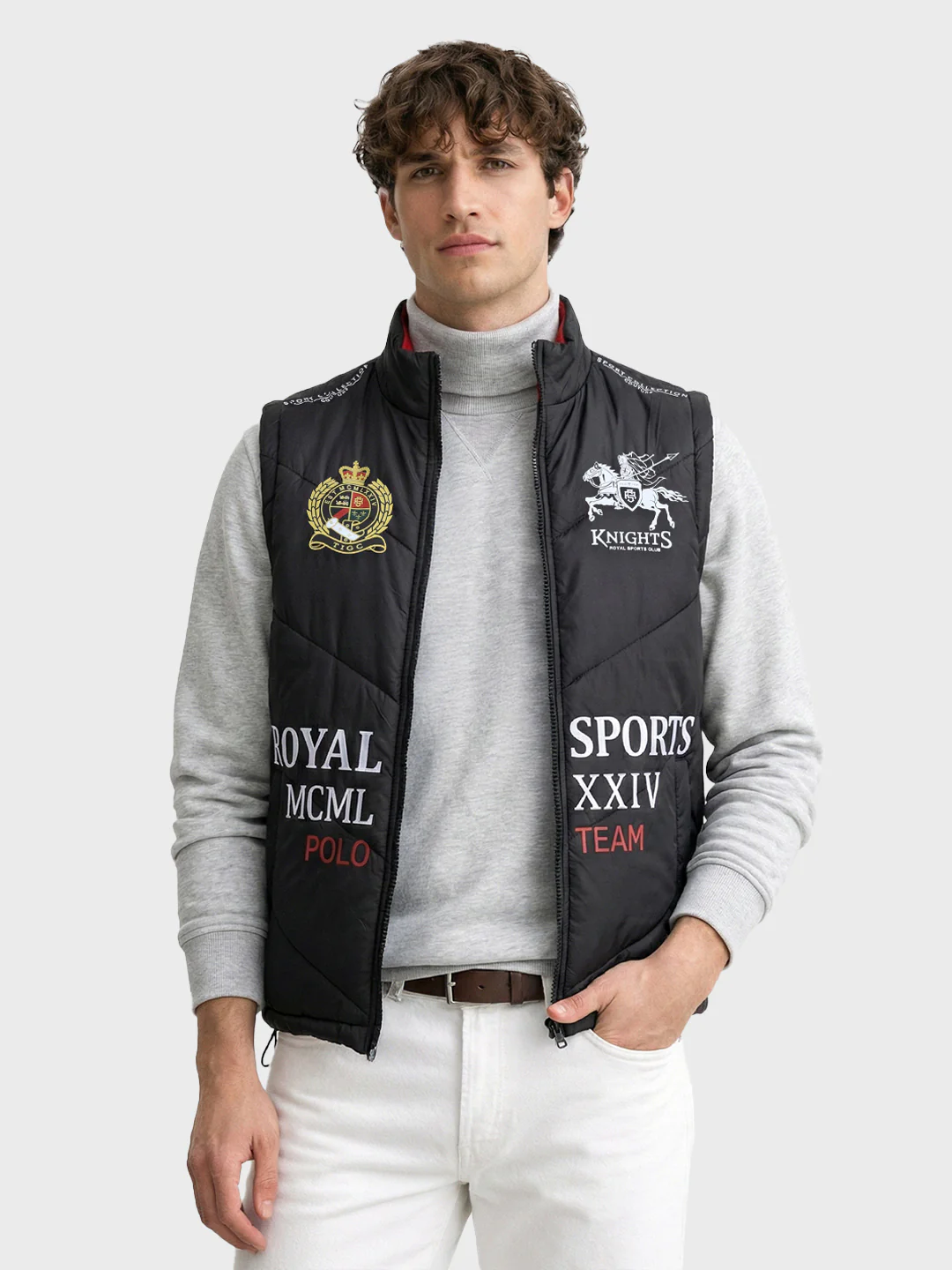 Men's Black Regular Fit Printed Casual Biker Jacket