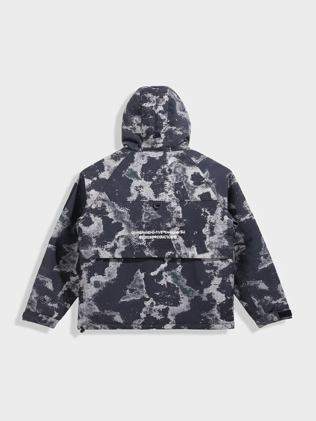 Men's Black Regular Fit Printed Casual Winter Jacket - Image 5