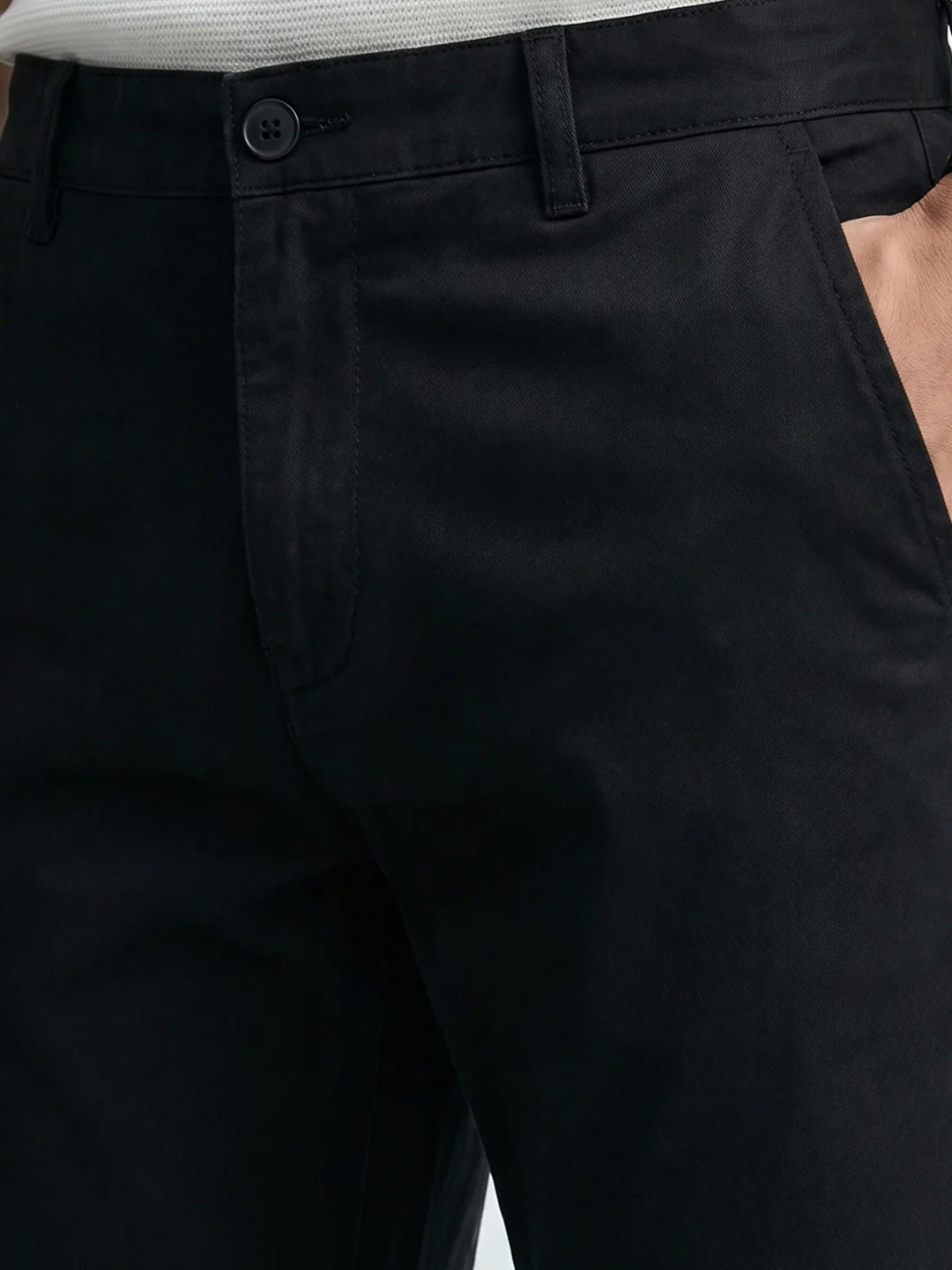 Men's Black Regular Fit Solid Casual Chinos - Image 3
