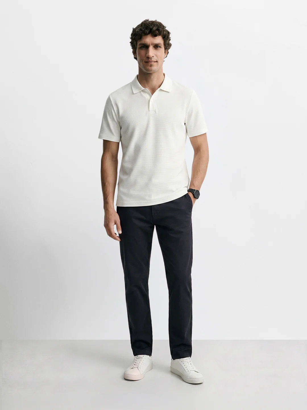 Men's Black Regular Fit Solid Casual Chinos - Image 6