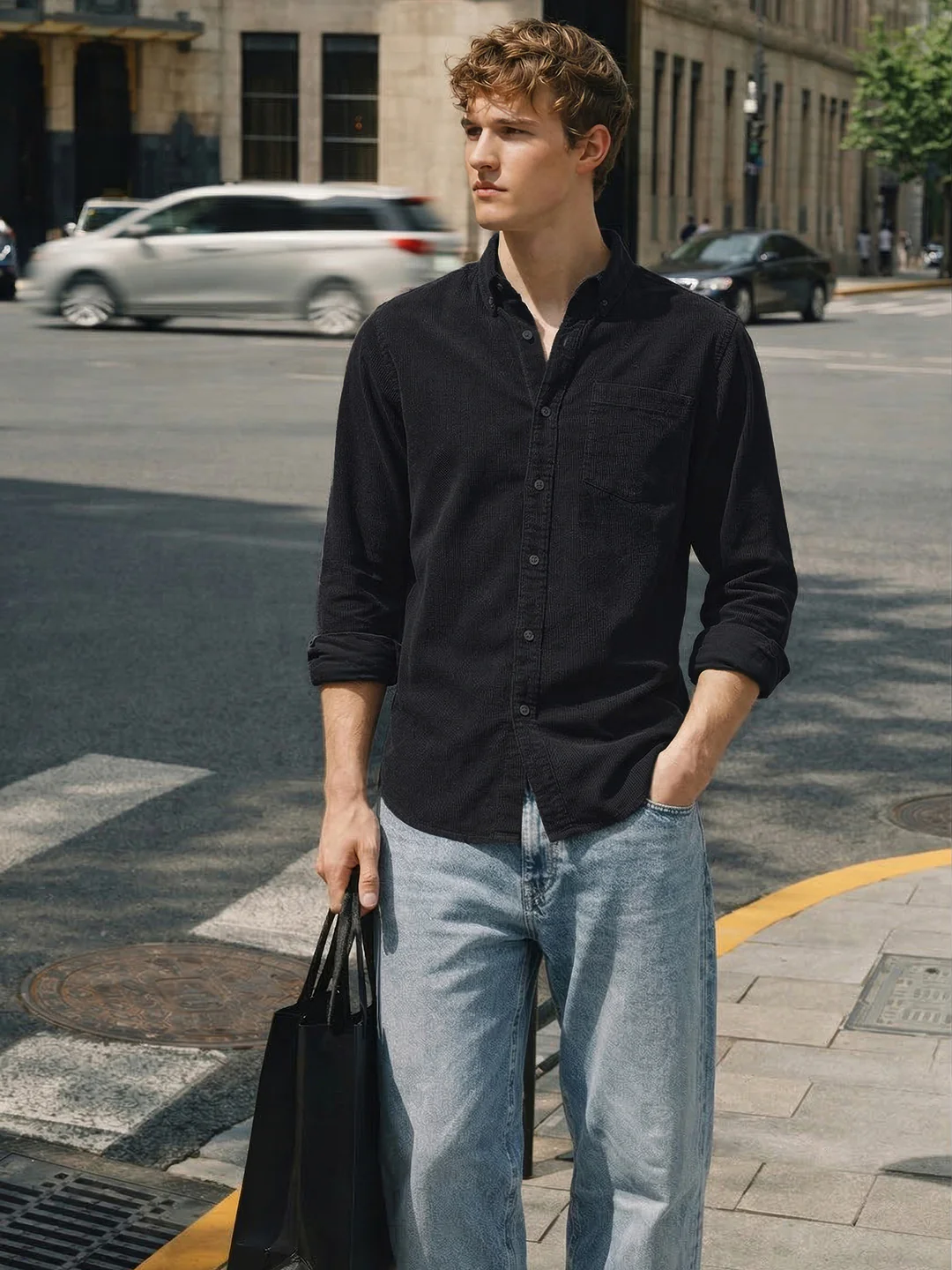 Men's Black Regular Fit Solid Casual Shirt