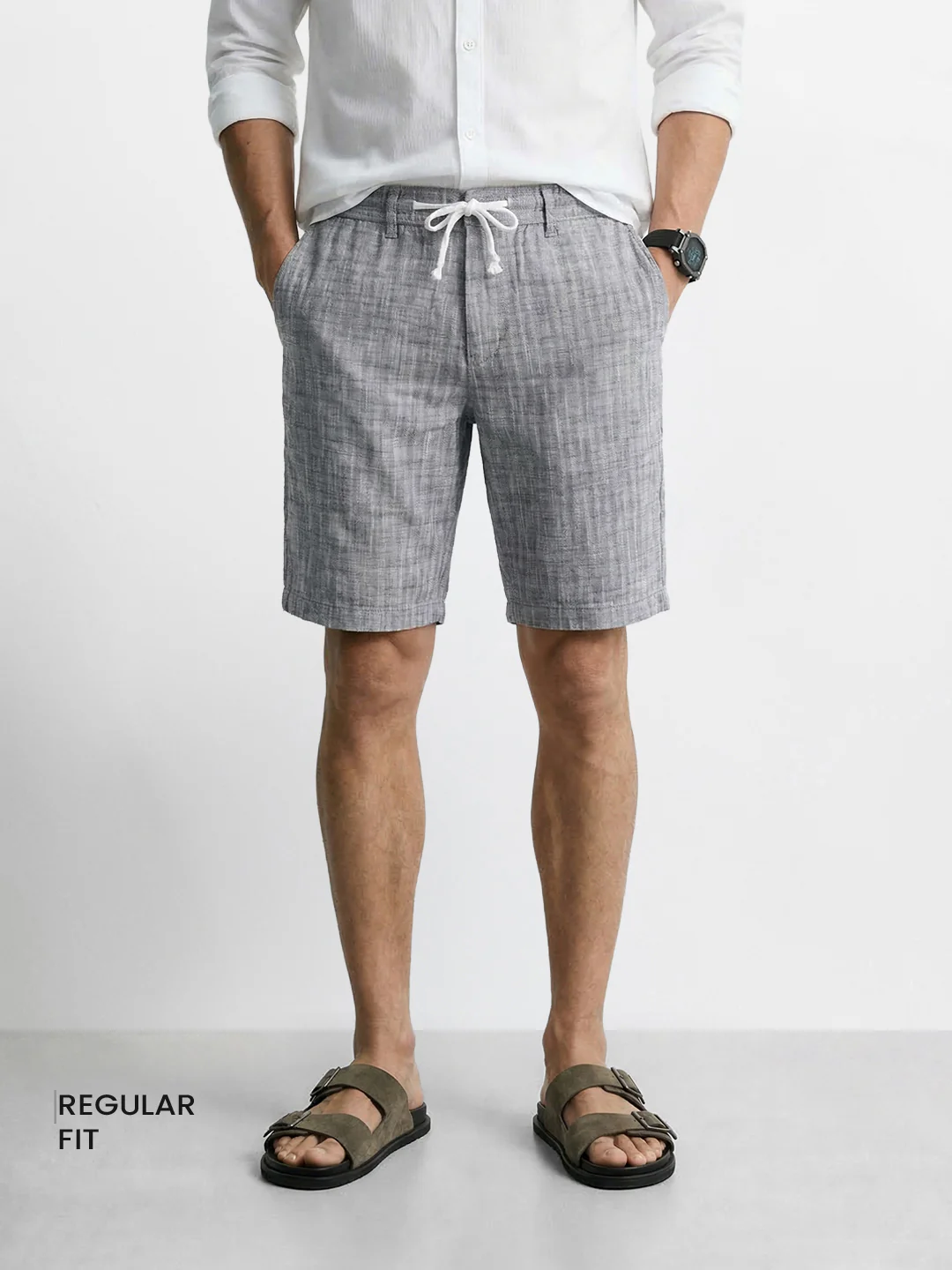 Men's Black Regular Fit Solid Casual Shorts