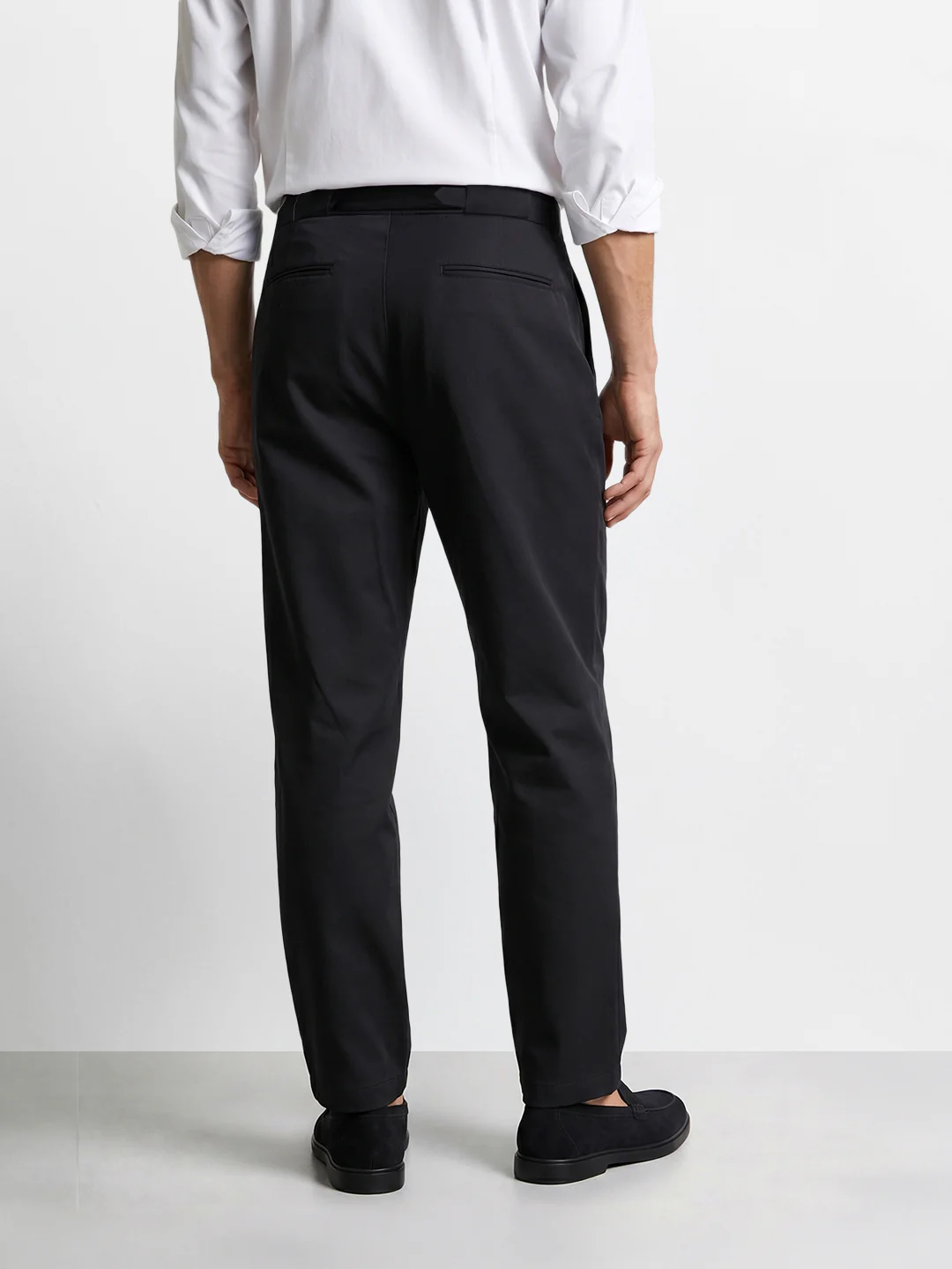 Men's Black Regular Fit Solid Casual Trousers - Image 5