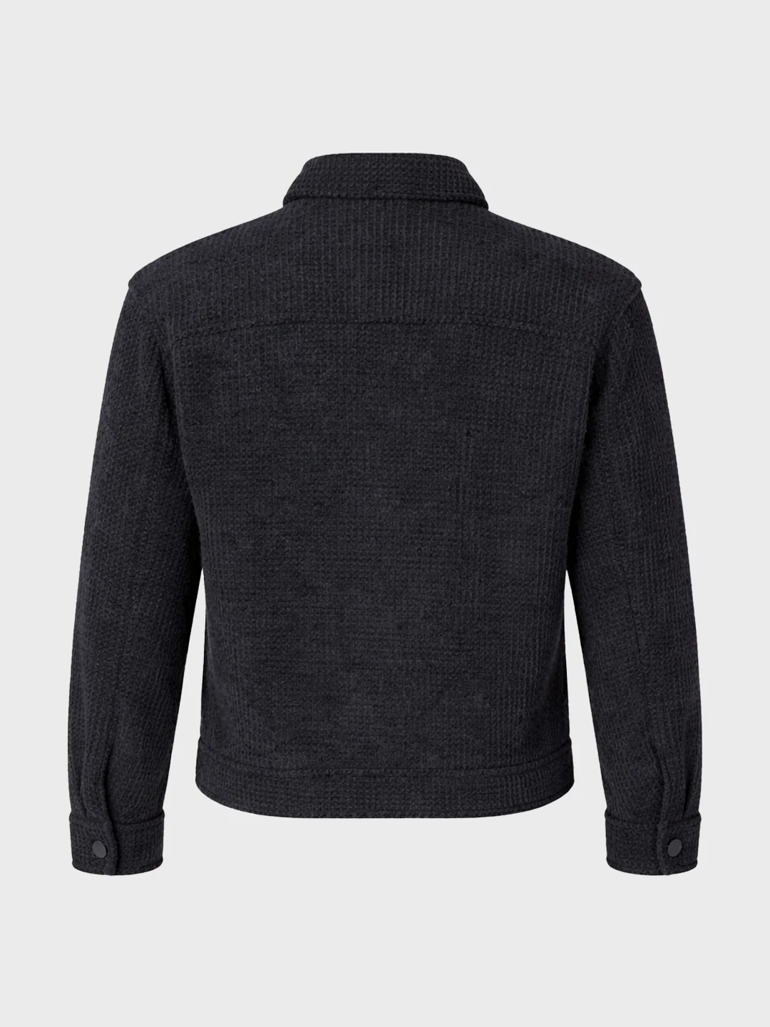 Men's Black Regular Fit Textured Casual Biker Jacket - Image 6