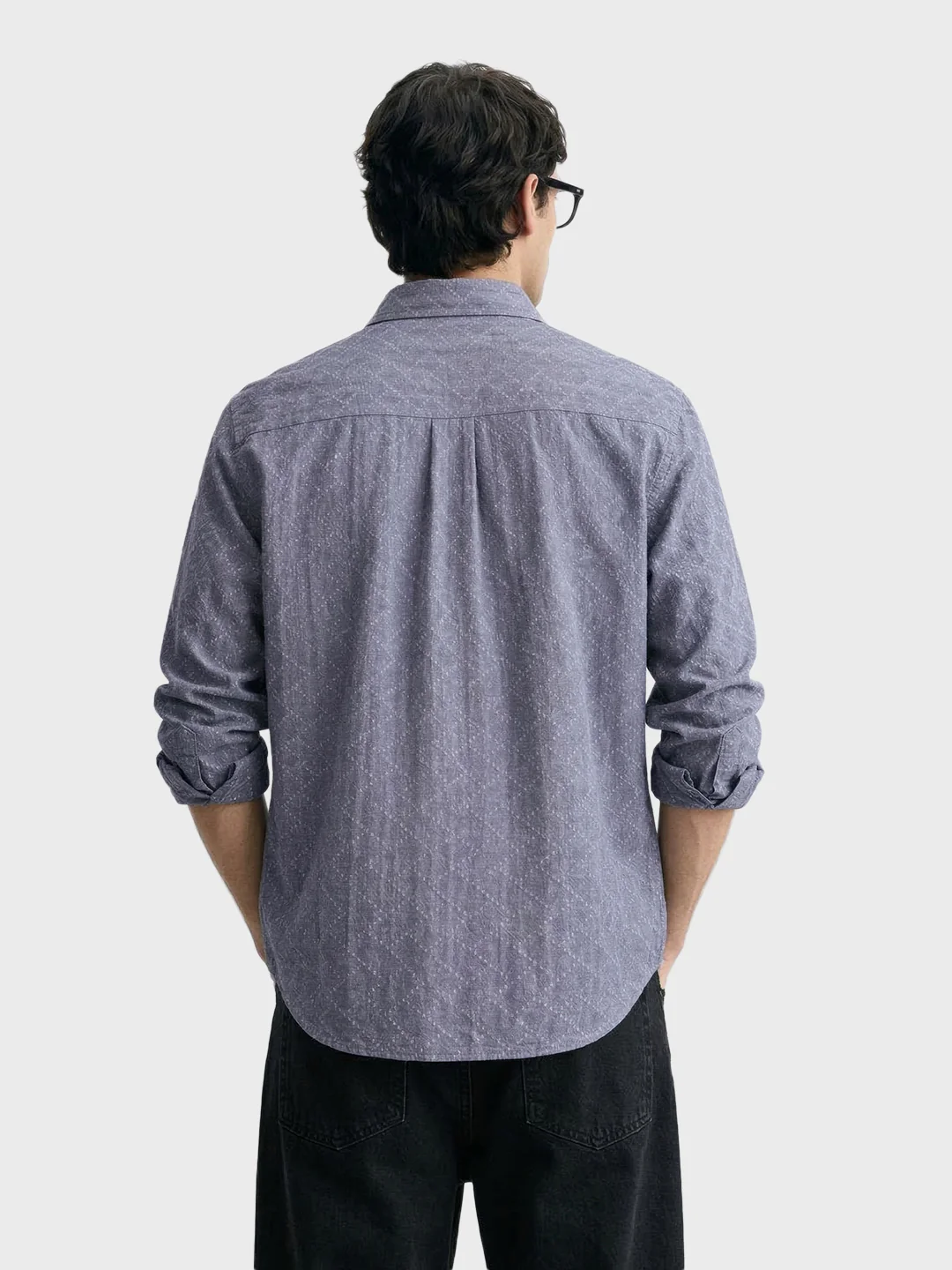 Men's Black Oversized Fit Textured Casual Shirts - Image 5