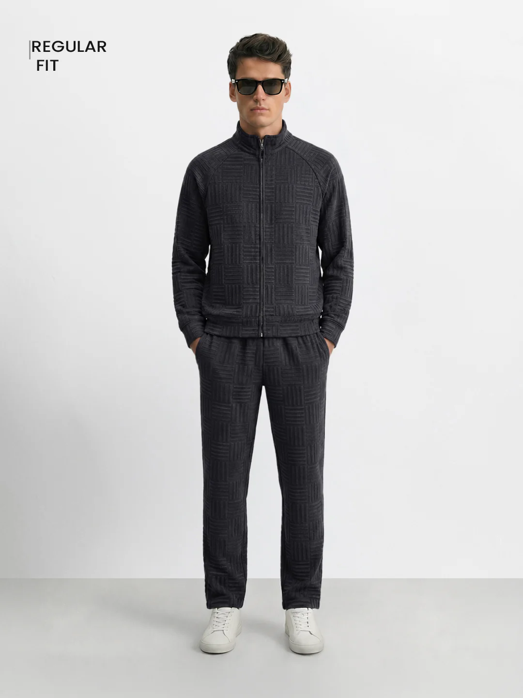 Men's Black Relaxed Fit Solid Casual Coordinates