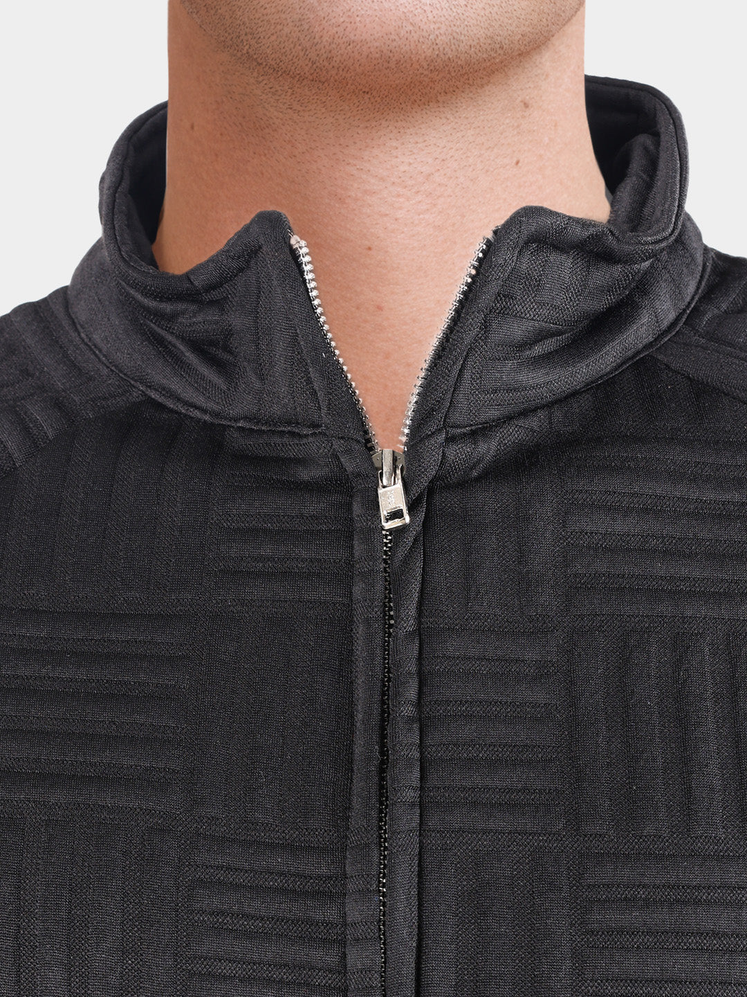 Men's Black Relaxed Fit Solid Casual Coordinates - Image 3