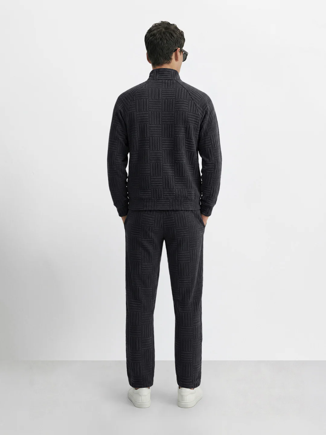Men's Black Relaxed Fit Solid Casual Coordinates - Image 4