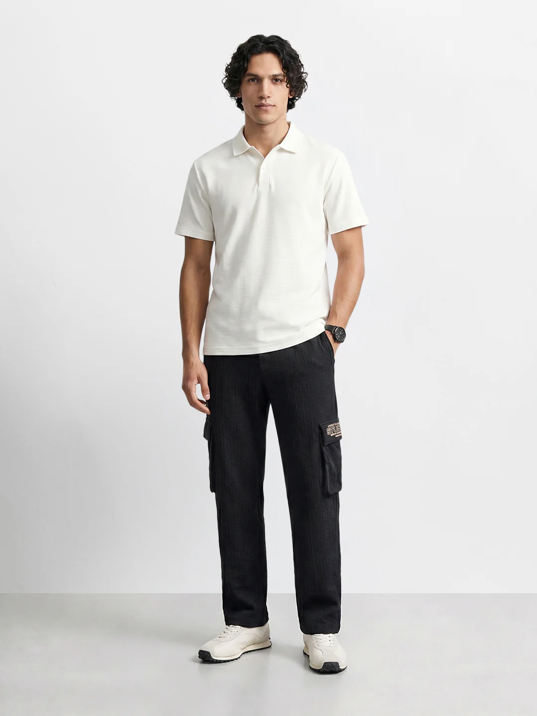 Men's Black Relaxed Fit Solid Casual Joggers - Image 6