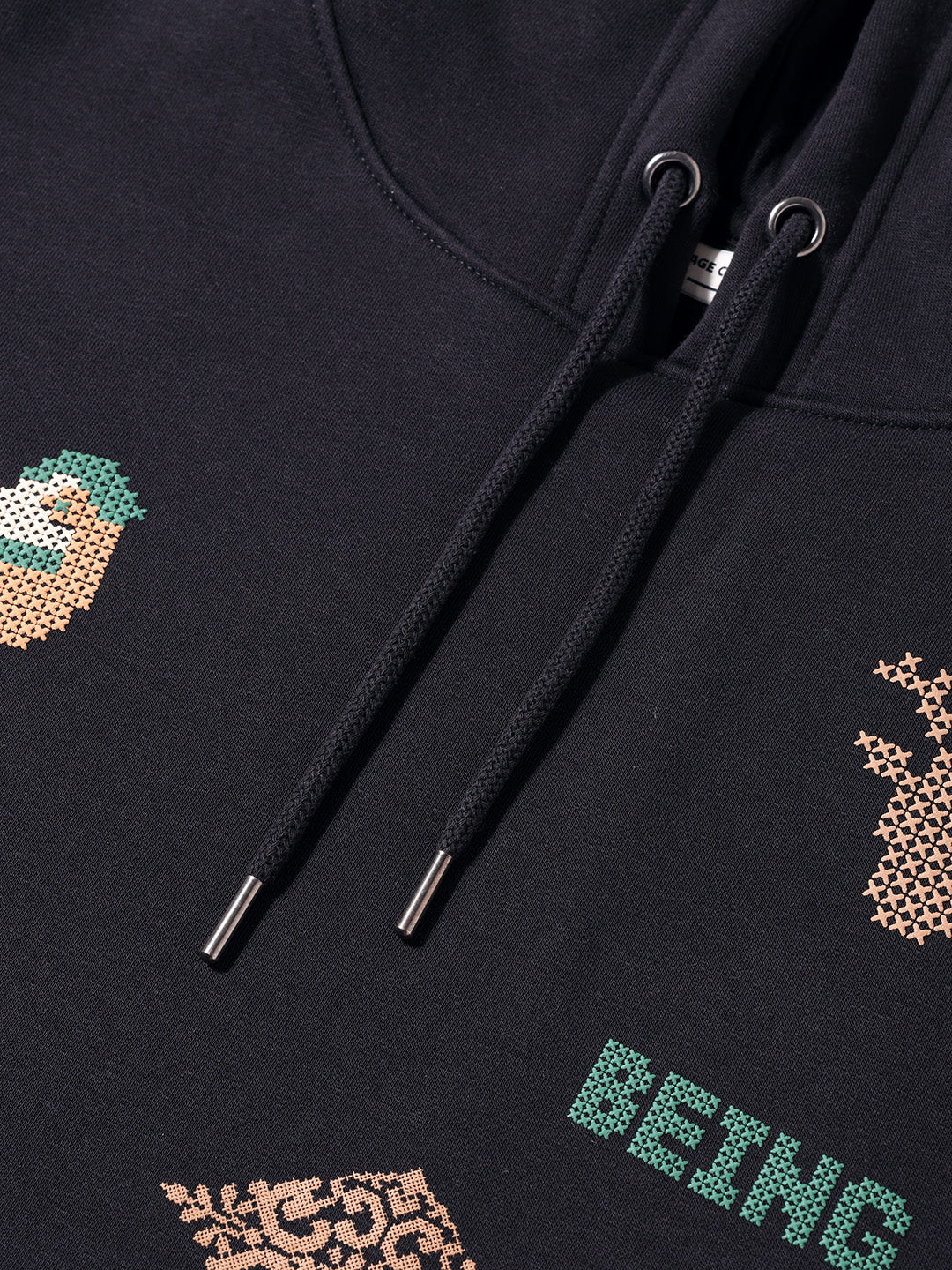 Men's Black Relaxed Fit Embroided Casual Sweatshirt - Image 3