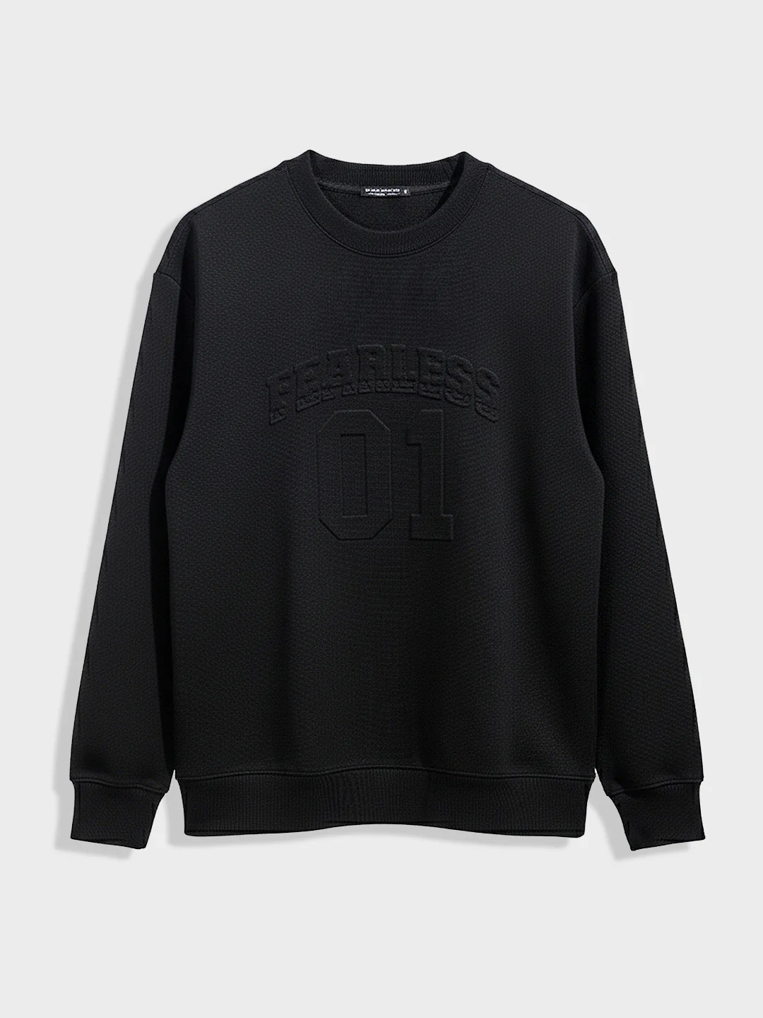 Men's Black Relaxed Fit Embroided Casual Sweatshirt - Image 4