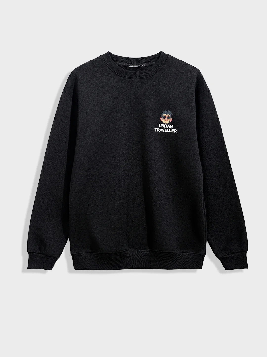 Men's Black Relaxed Fit Embroided Casual Sweatshirt - Image 4
