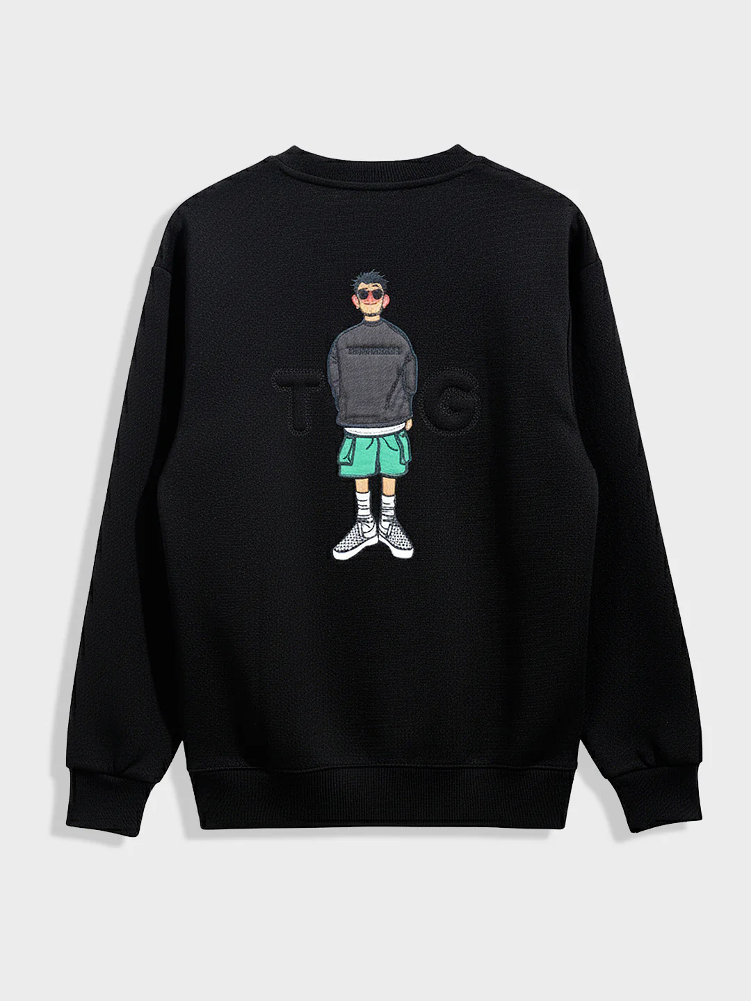 Men's Black Relaxed Fit Embroided Casual Sweatshirt - Image 5