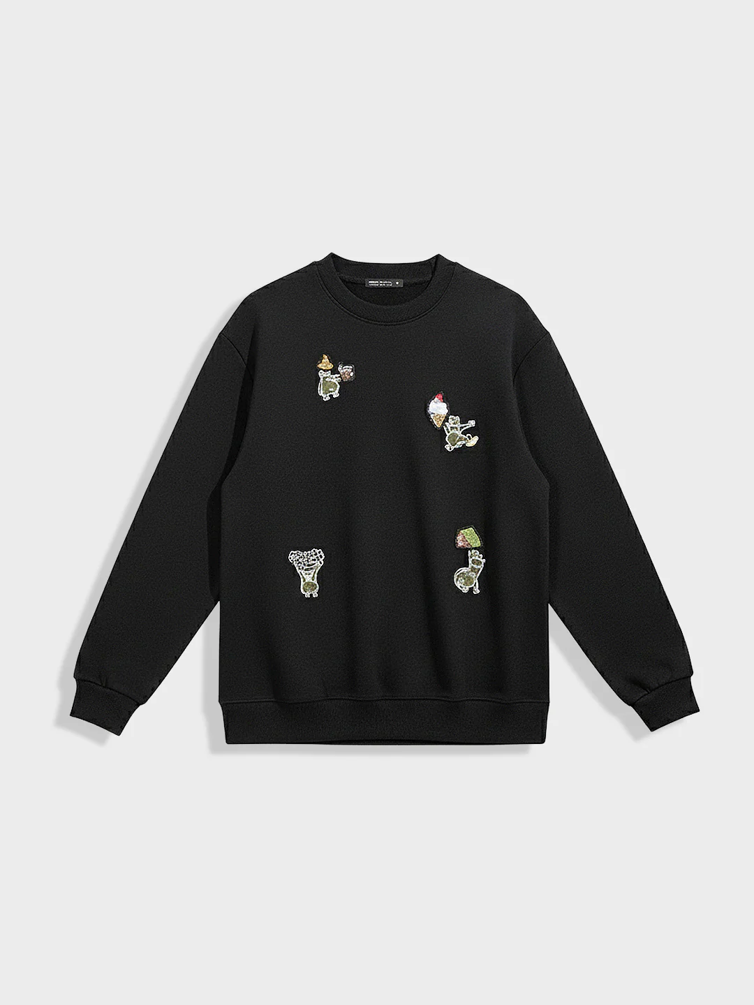 Men's Black Relaxed Fit Embroided Casual Sweatshirt - Image 4