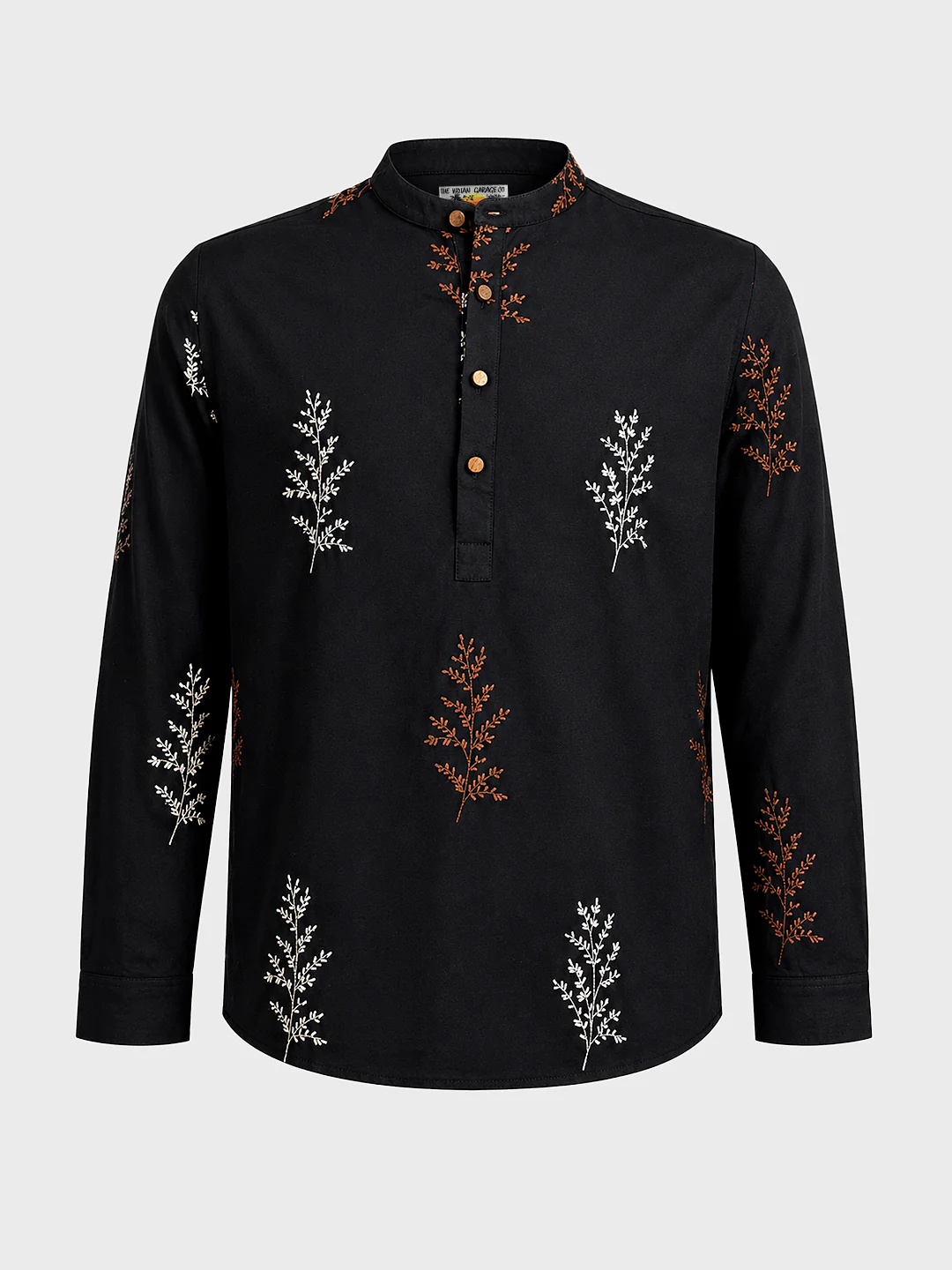 Men's Black Relaxed Fit Embroidered Casual Shirts - Image 6