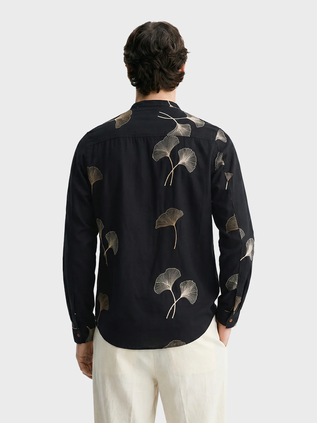 Men's Black Relaxed Fit Embroidered Casual Shirts - Image 5