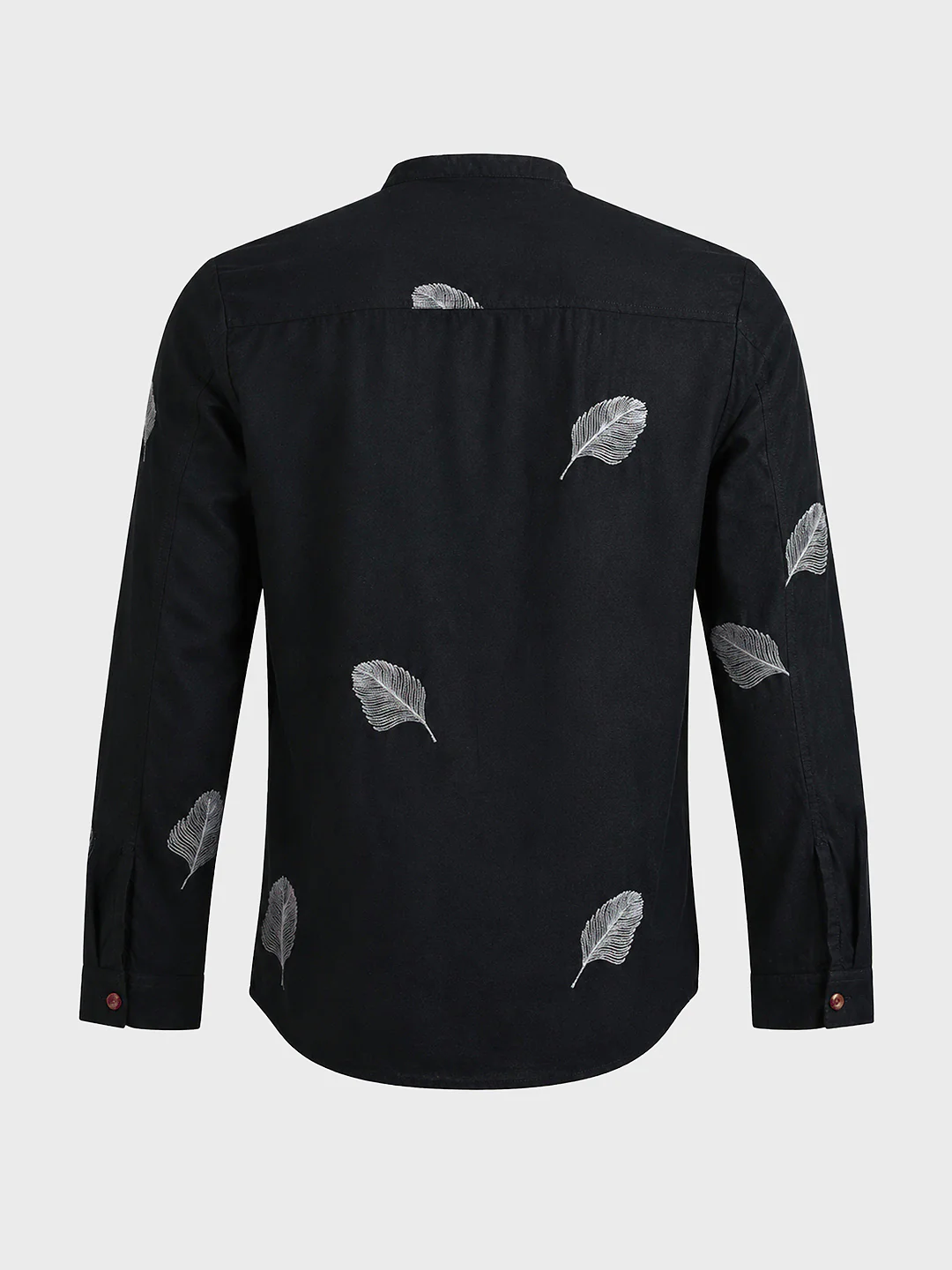 Men's Black Relaxed Fit Embroidered Casual Shirts - Image 7