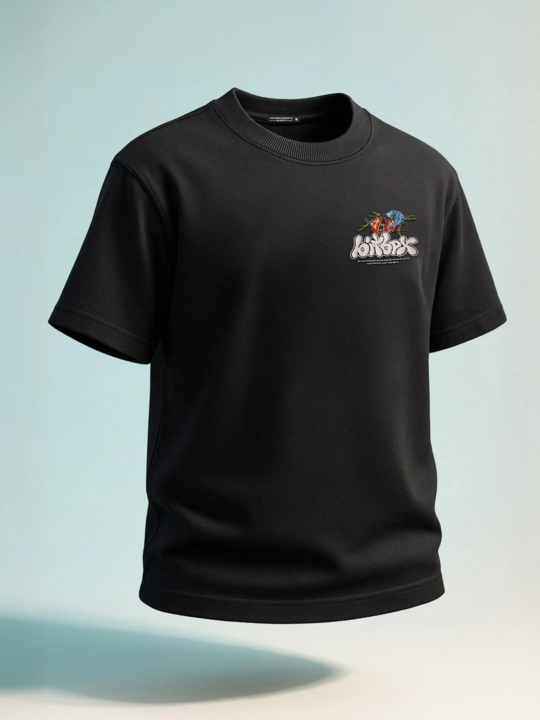Men's Black Relaxed Fit Embroided 240 GSM Casual T-Shirt - Image 10