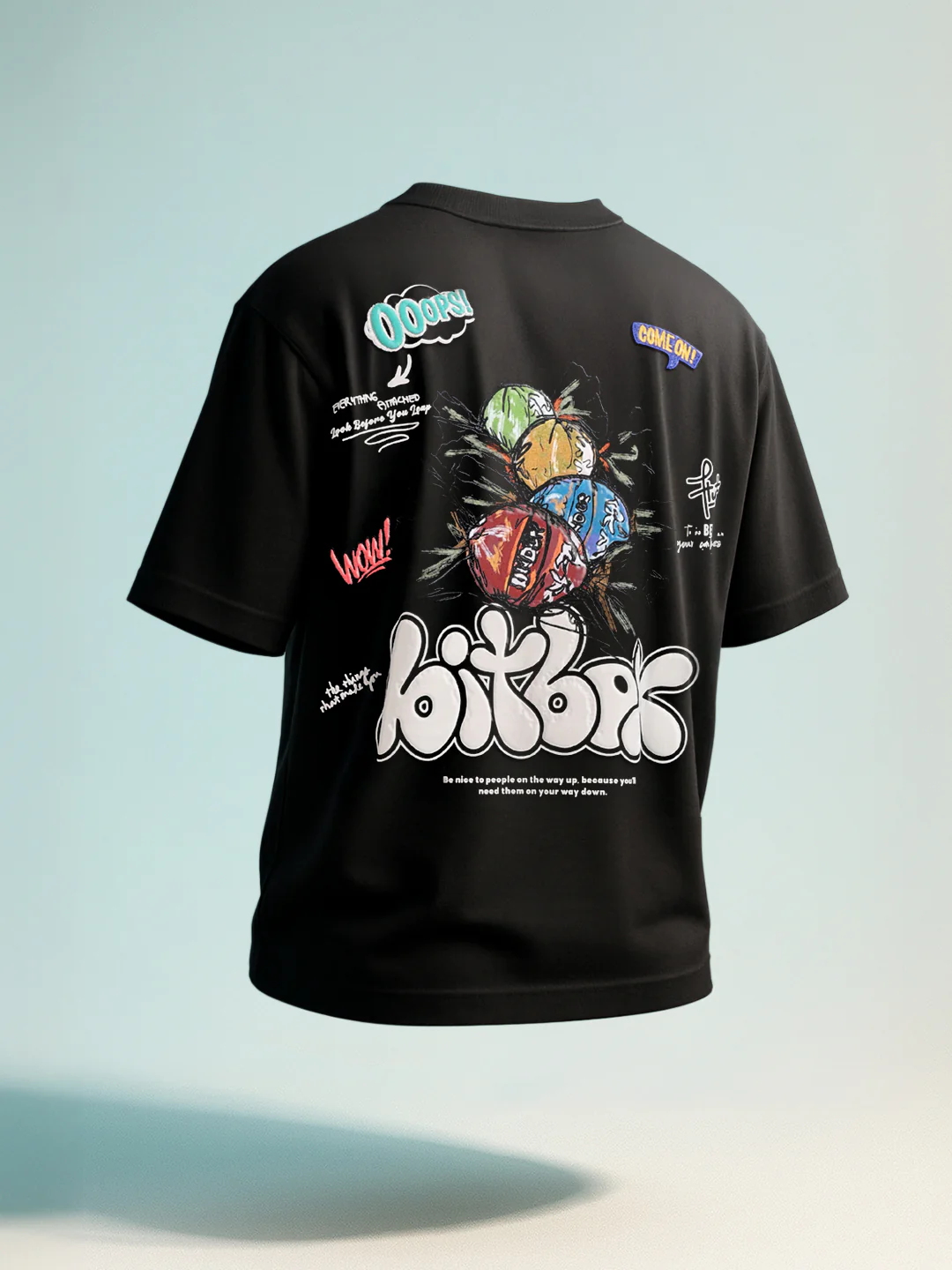 Men's Black Relaxed Fit Embroided 240 GSM Casual T-Shirt - Image 9
