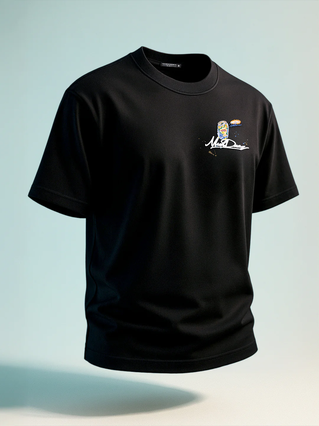 Men's Black Relaxed Fit Embroided 240 GSM Casual T-Shirt - Image 10