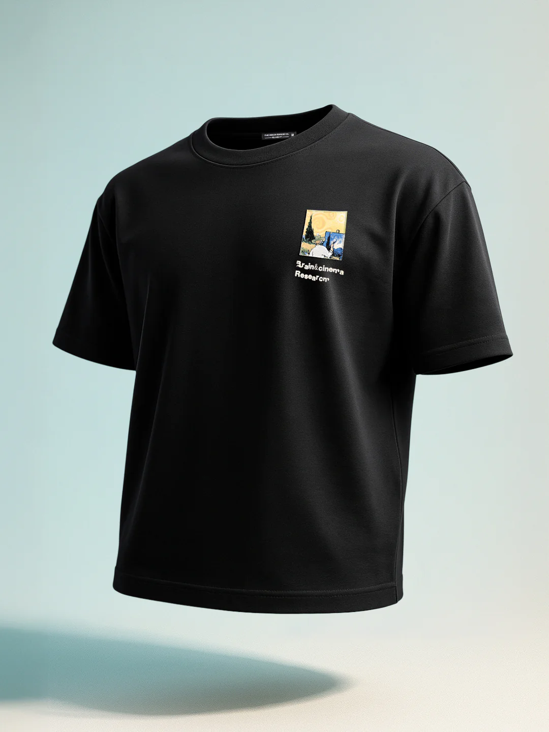 Men's Black Relaxed Fit Embroided 240 GSM Casual T-Shirt - Image 10