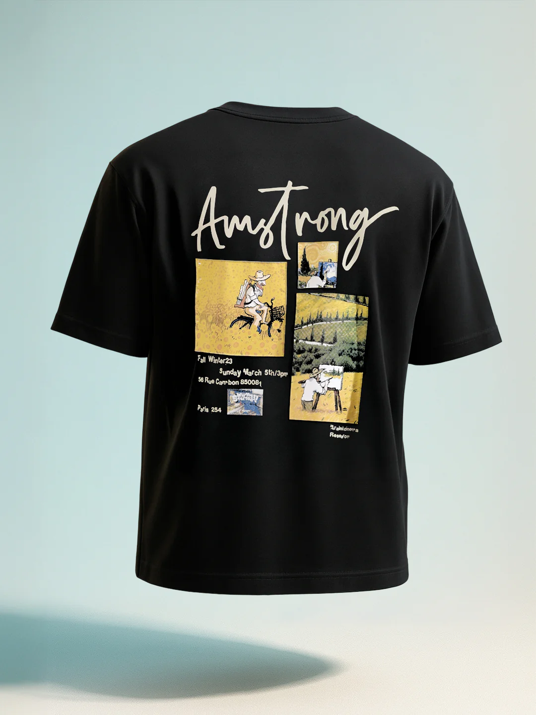 Men's Black Relaxed Fit Embroided 240 GSM Casual T-Shirt - Image 9