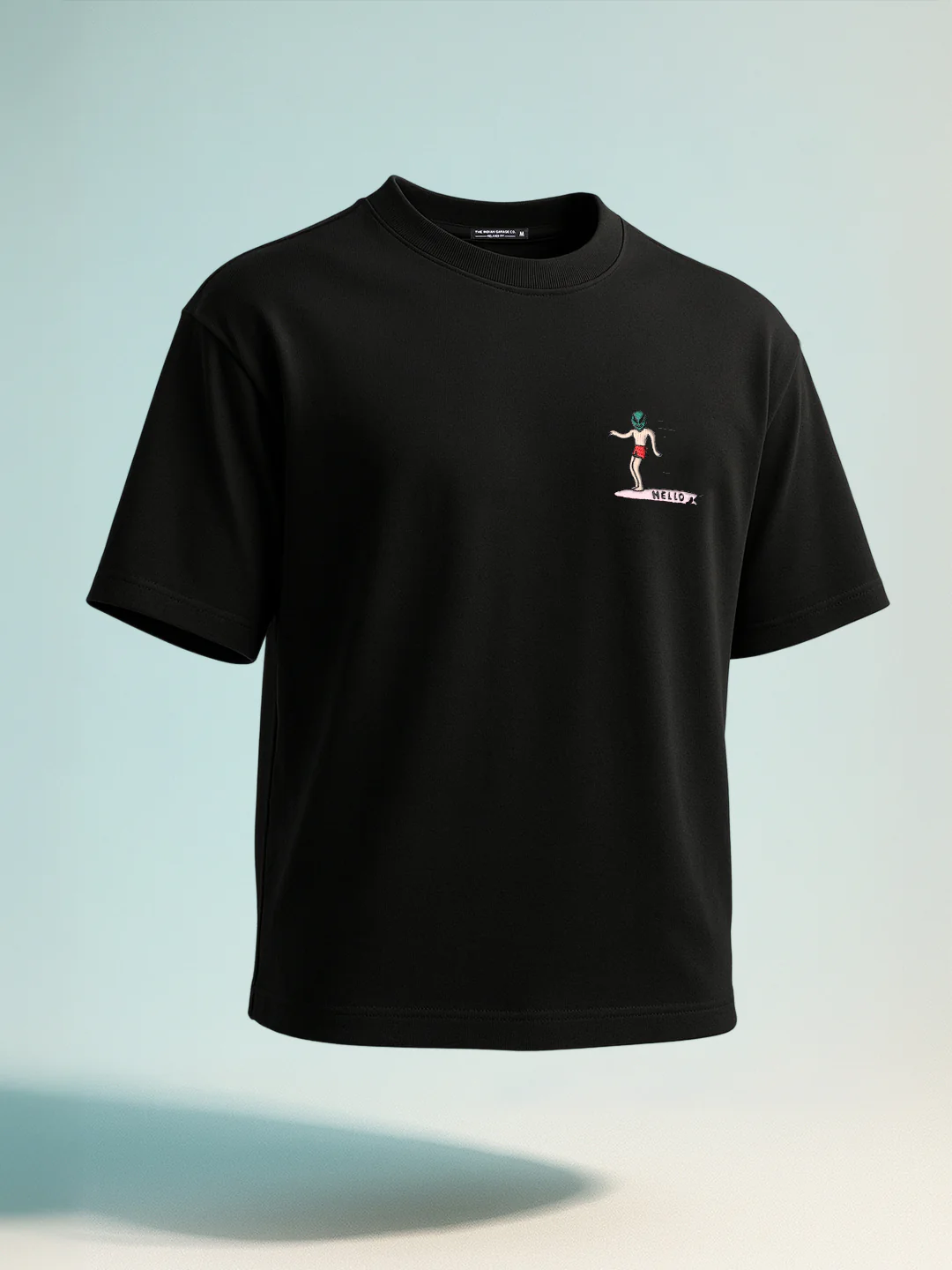Men's Black Relaxed Fit Embroided 240 GSM Casual T-Shirt - Image 10