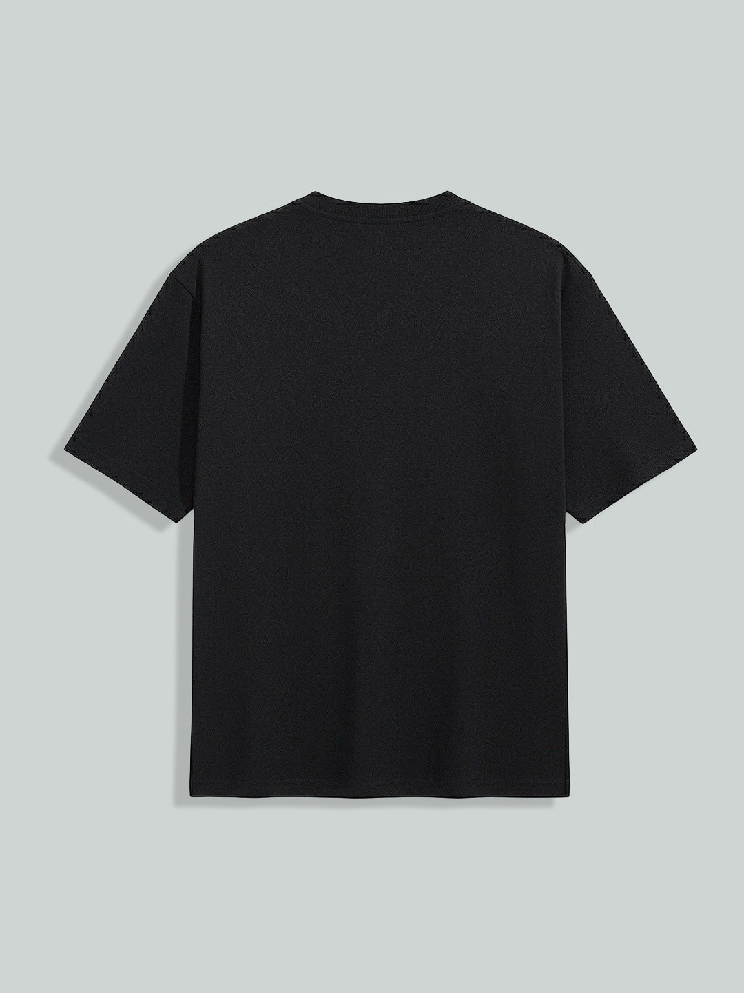 Men's Black Relaxed Fit Embroided 240 GSM Casual T-Shirt - Image 5
