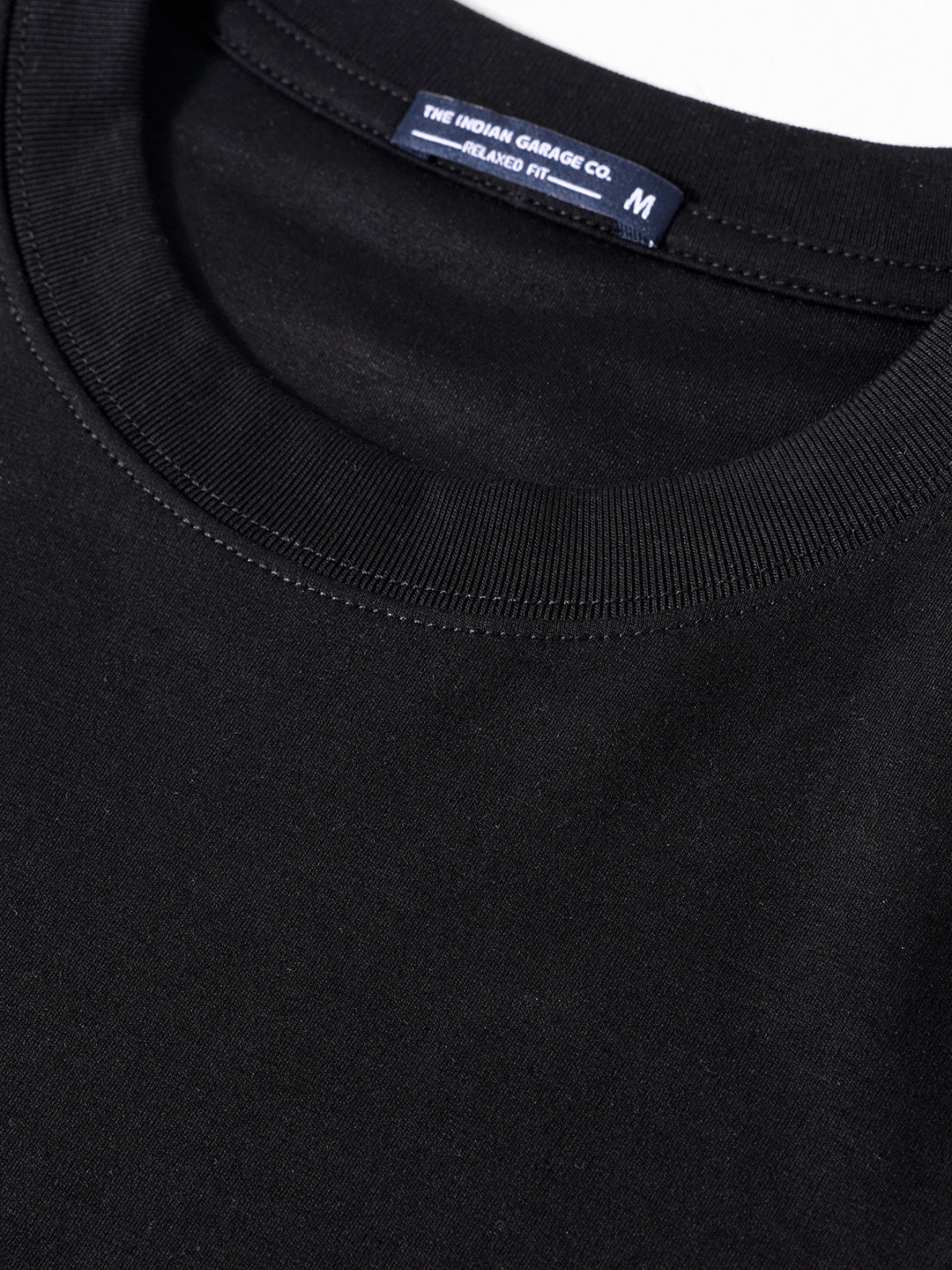 Men's Black Relaxed Fit Embroided 240 GSM Casual T-Shirt - Image 3