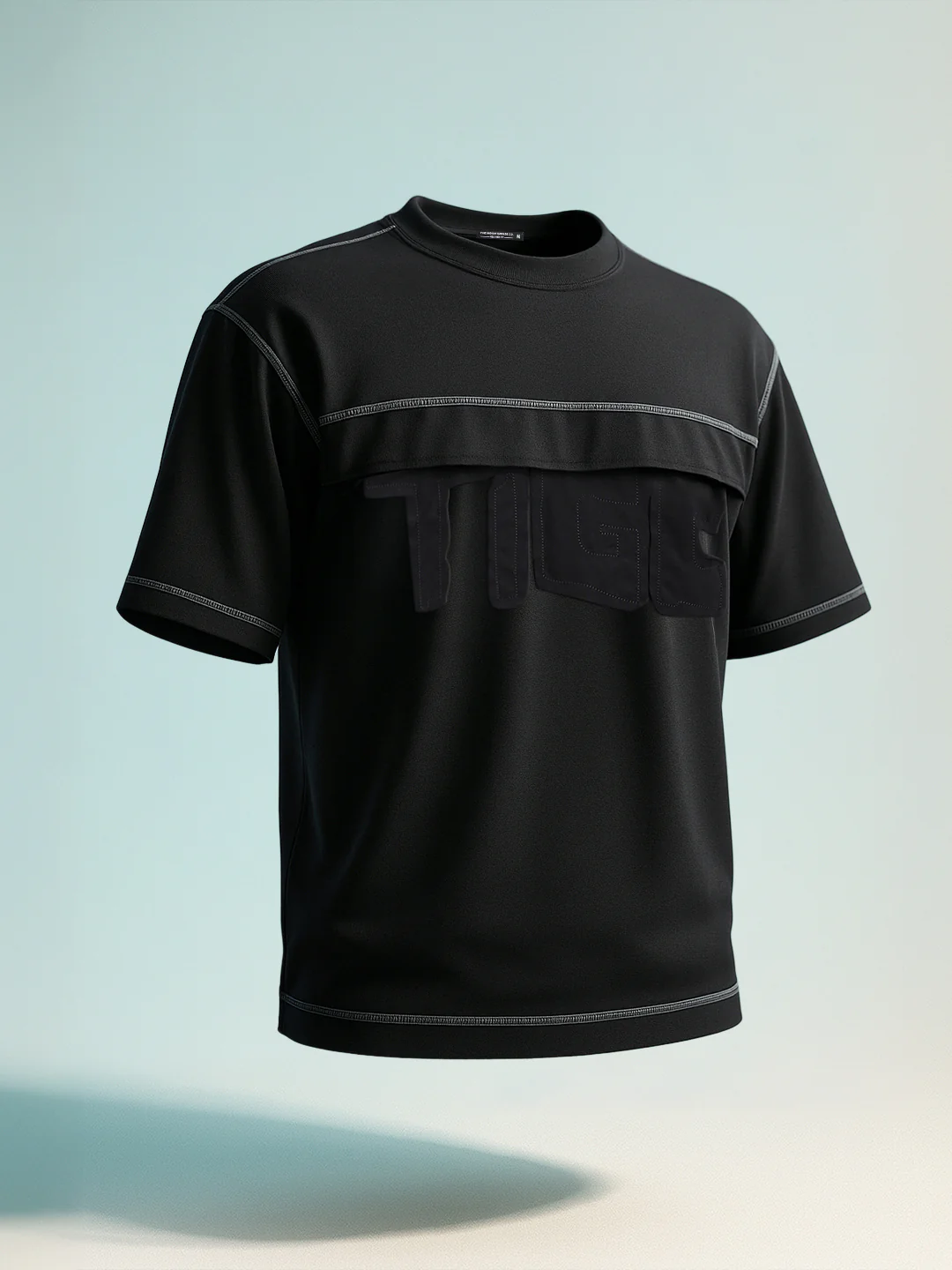 Men's Black Relaxed Fit Embroided 240 GSM Casual T-Shirt - Image 8