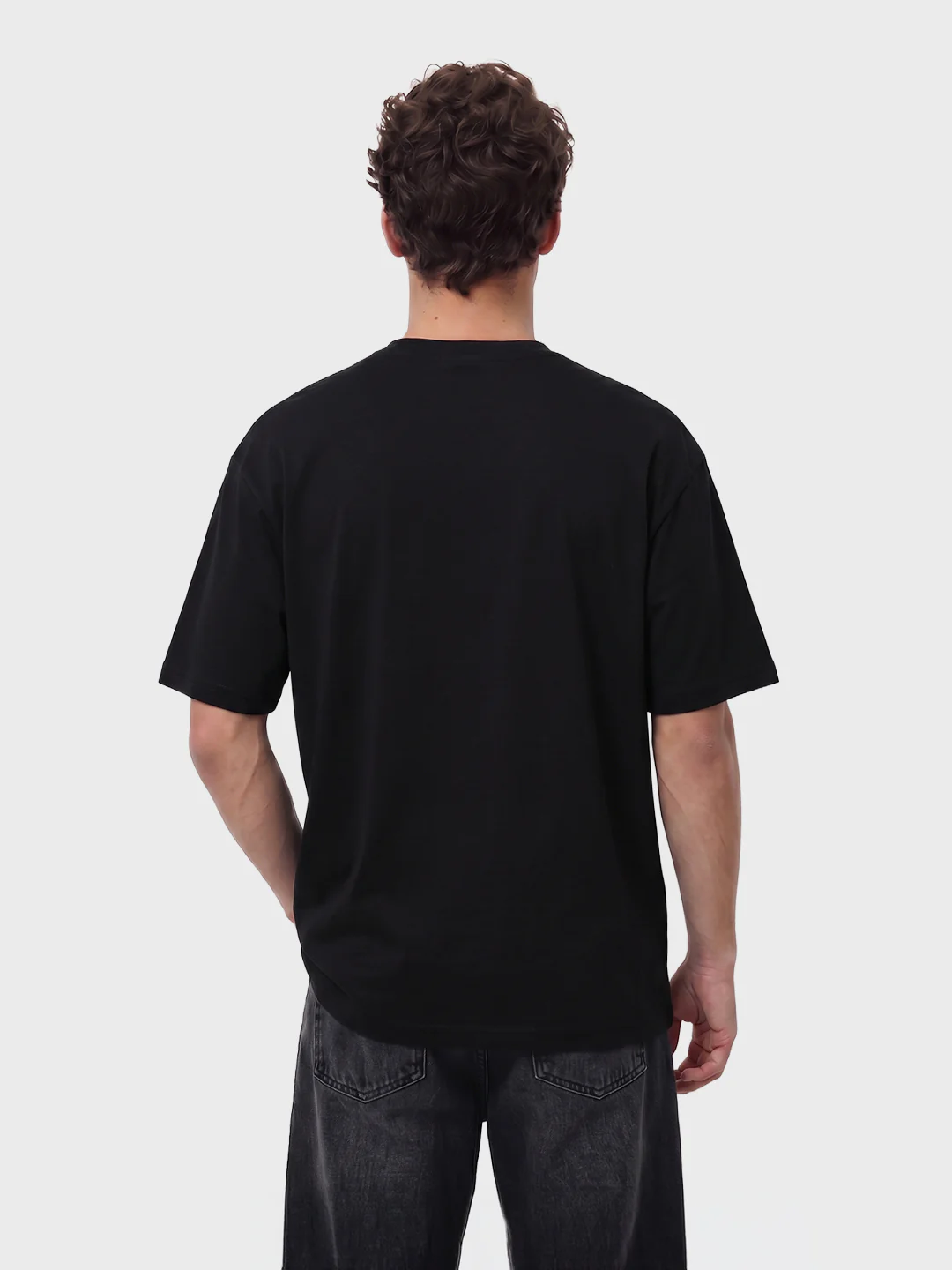Men's Black Relaxed Fit Graphic Printed 240 GSM Casual T-Shirt - Image 6