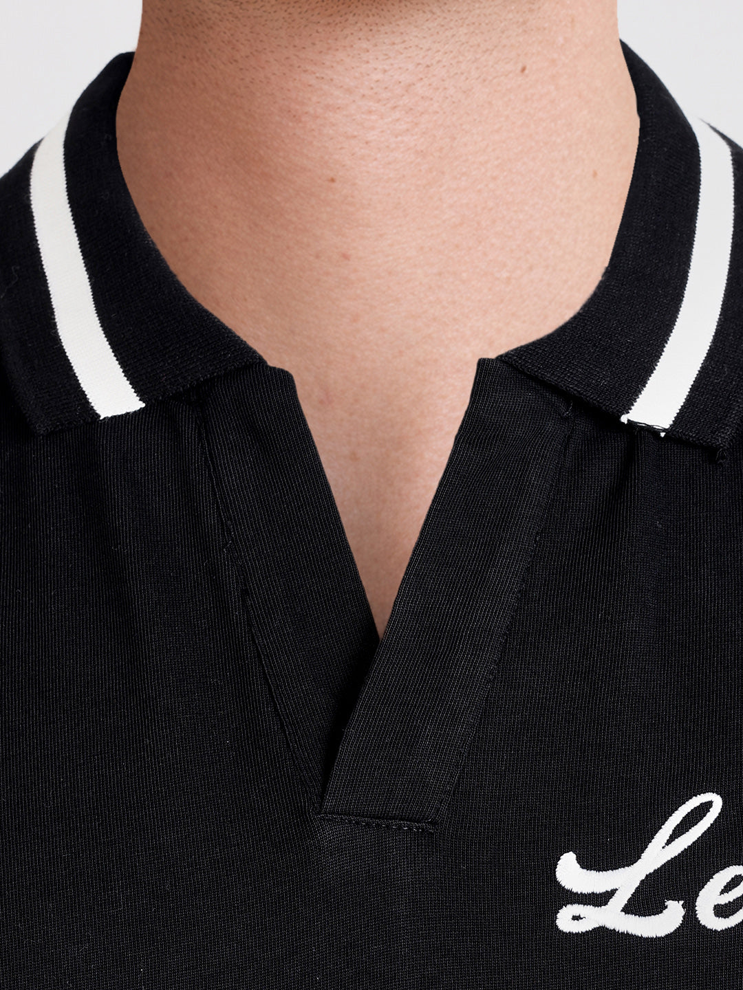 Men's Black Relaxed Fit Graphic Printed Casual Polo T-Shirt - Image 3