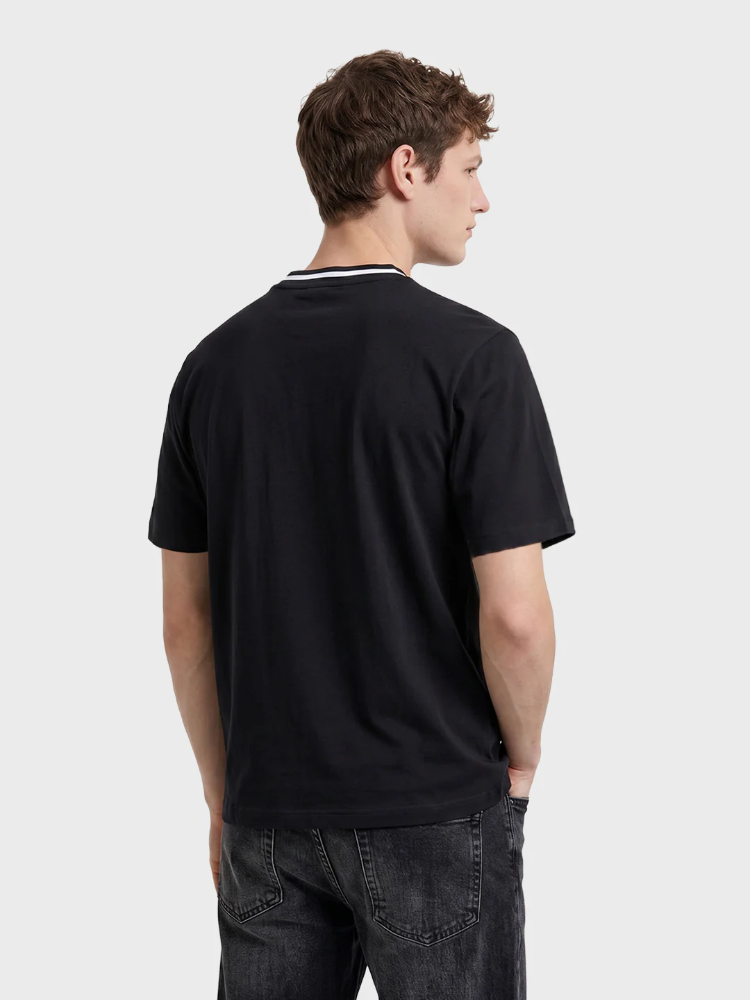 Men's Black Relaxed Fit Graphic Printed Casual Polo T-Shirt - Image 5