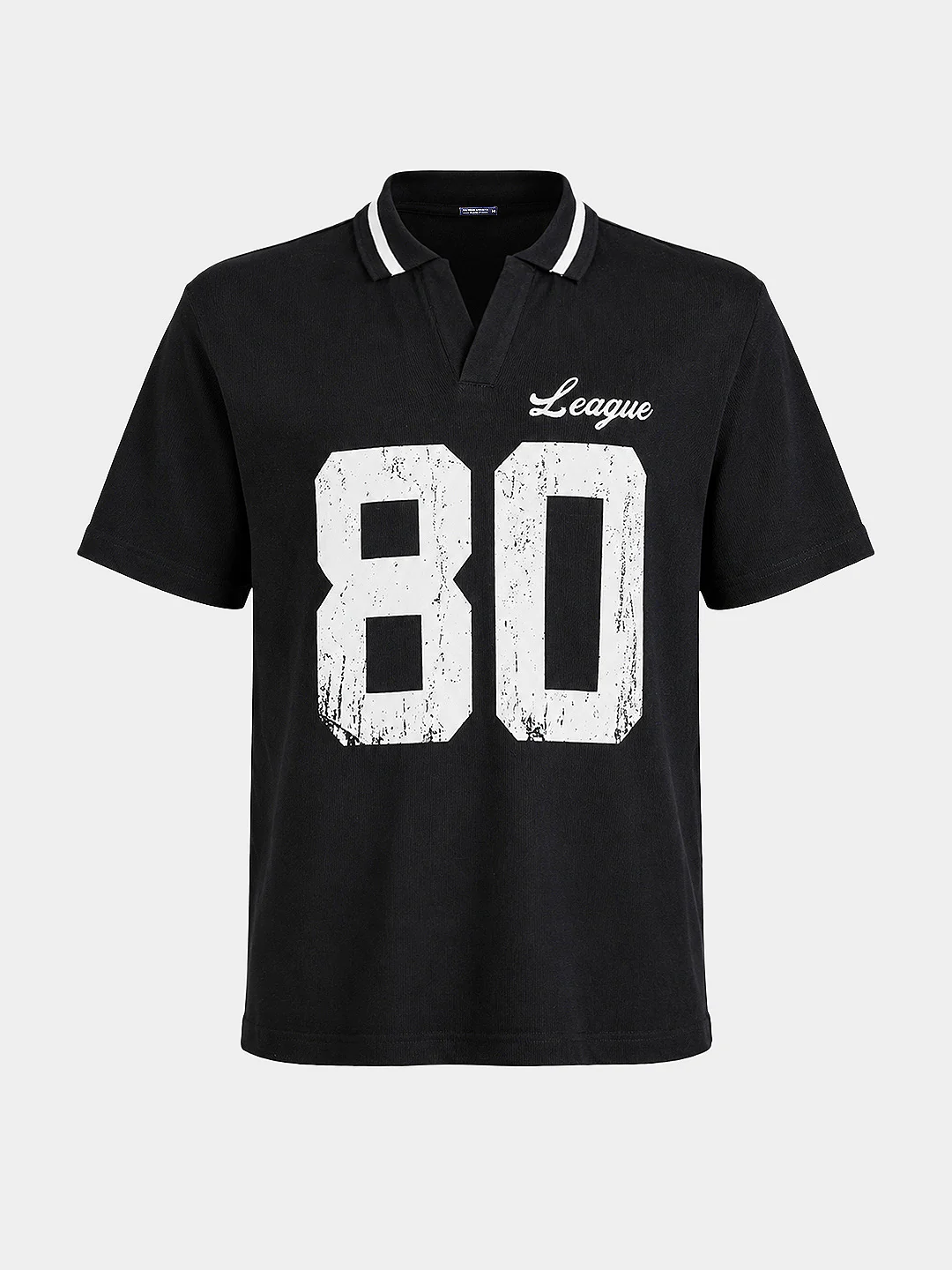 Men's Black Relaxed Fit Graphic Printed Casual Polo T-Shirt - Image 6
