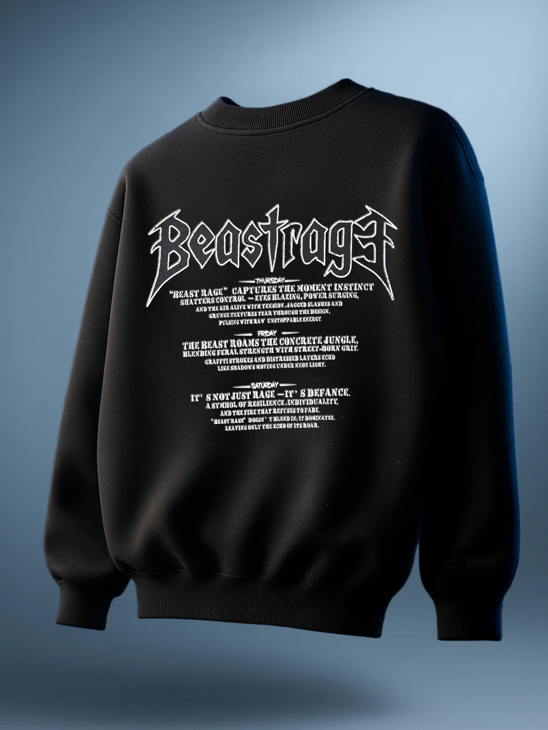 Men's Black Relaxed Fit Graphic Printed Casual Sweatshirt