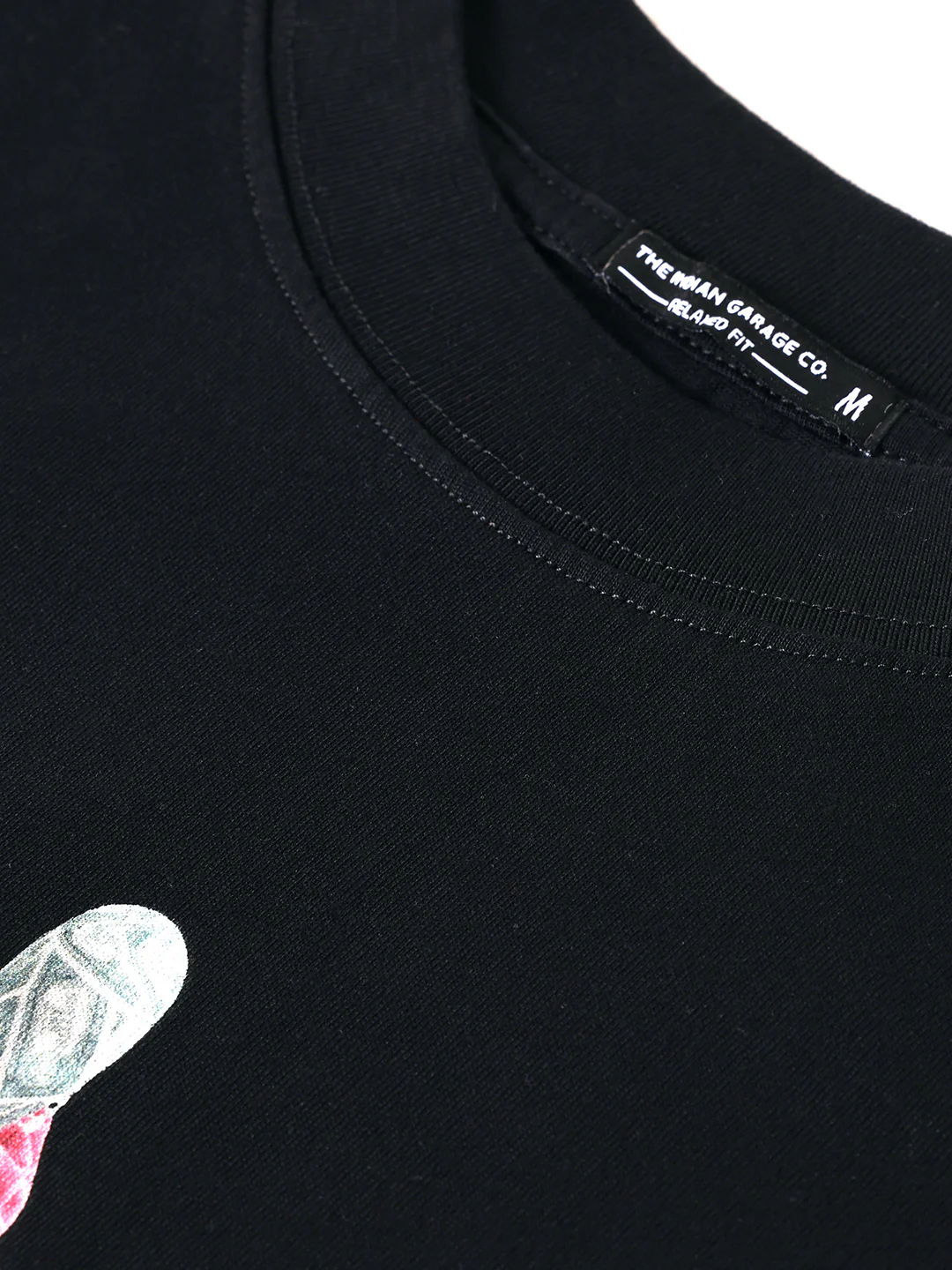Men's Black Relaxed Fit Graphic Printed 240 GSM Street Wear T-Shirt - Image 3
