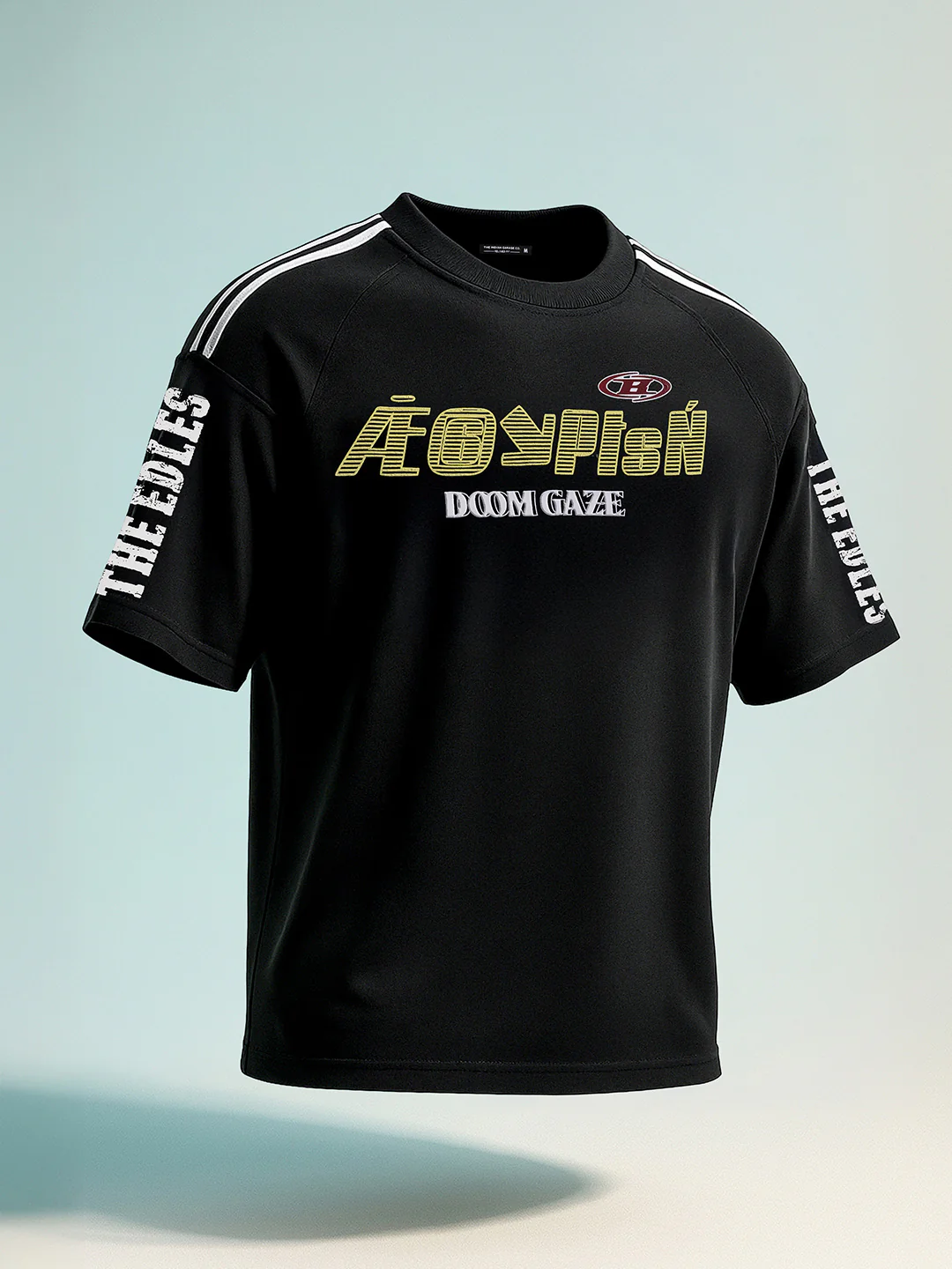 Men's Black Relaxed Fit Graphic Printed 240 GSM Street Wear T-Shirt - Image 7