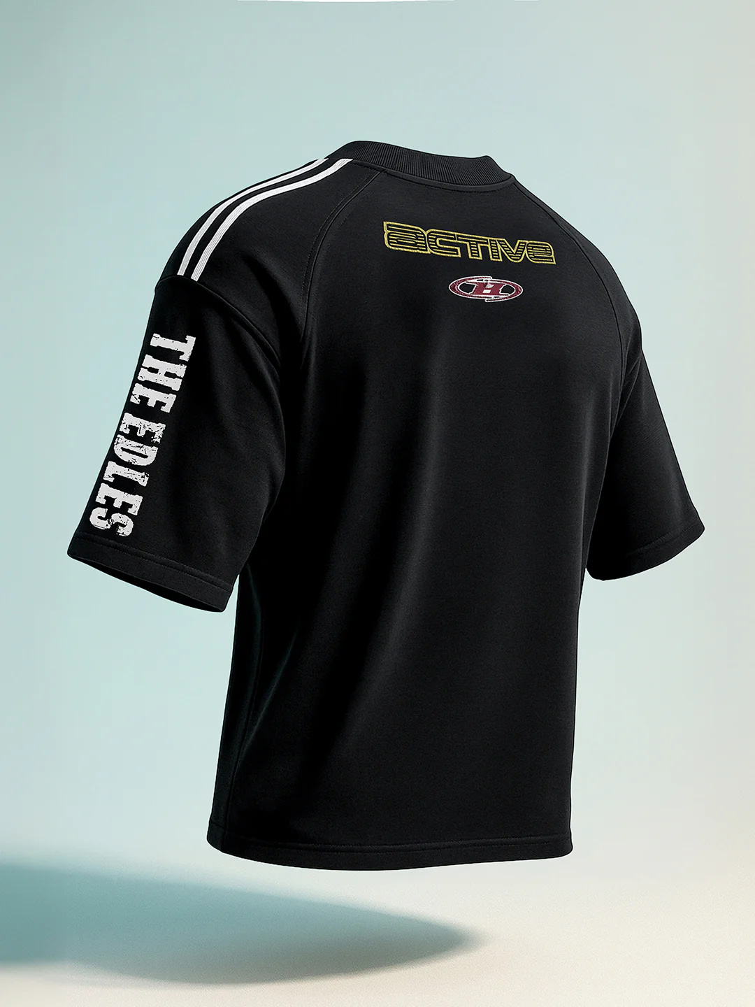 Men's Black Relaxed Fit Graphic Printed 240 GSM Street Wear T-Shirt - Image 8