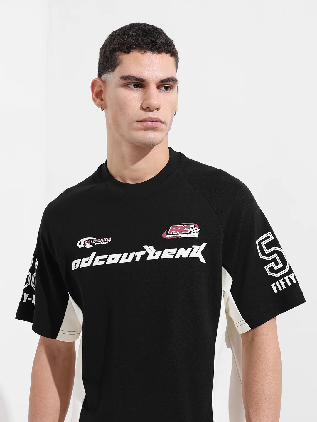 Men's Black Relaxed Fit Graphic Printed 240 GSM Street Wear T-Shirt - Image 3
