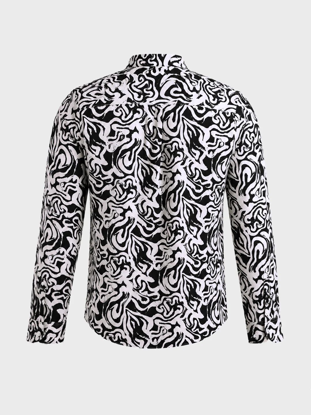 Men's Black Relaxed Fit Printed Casual Shirt - Image 7