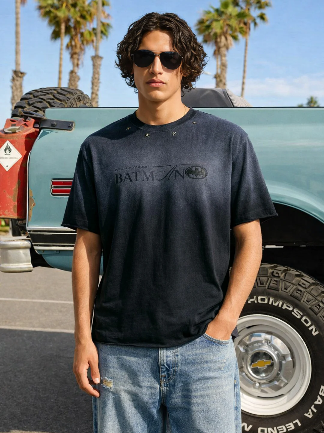 Men's Black Relaxed Fit Printed Casual T-Shirt