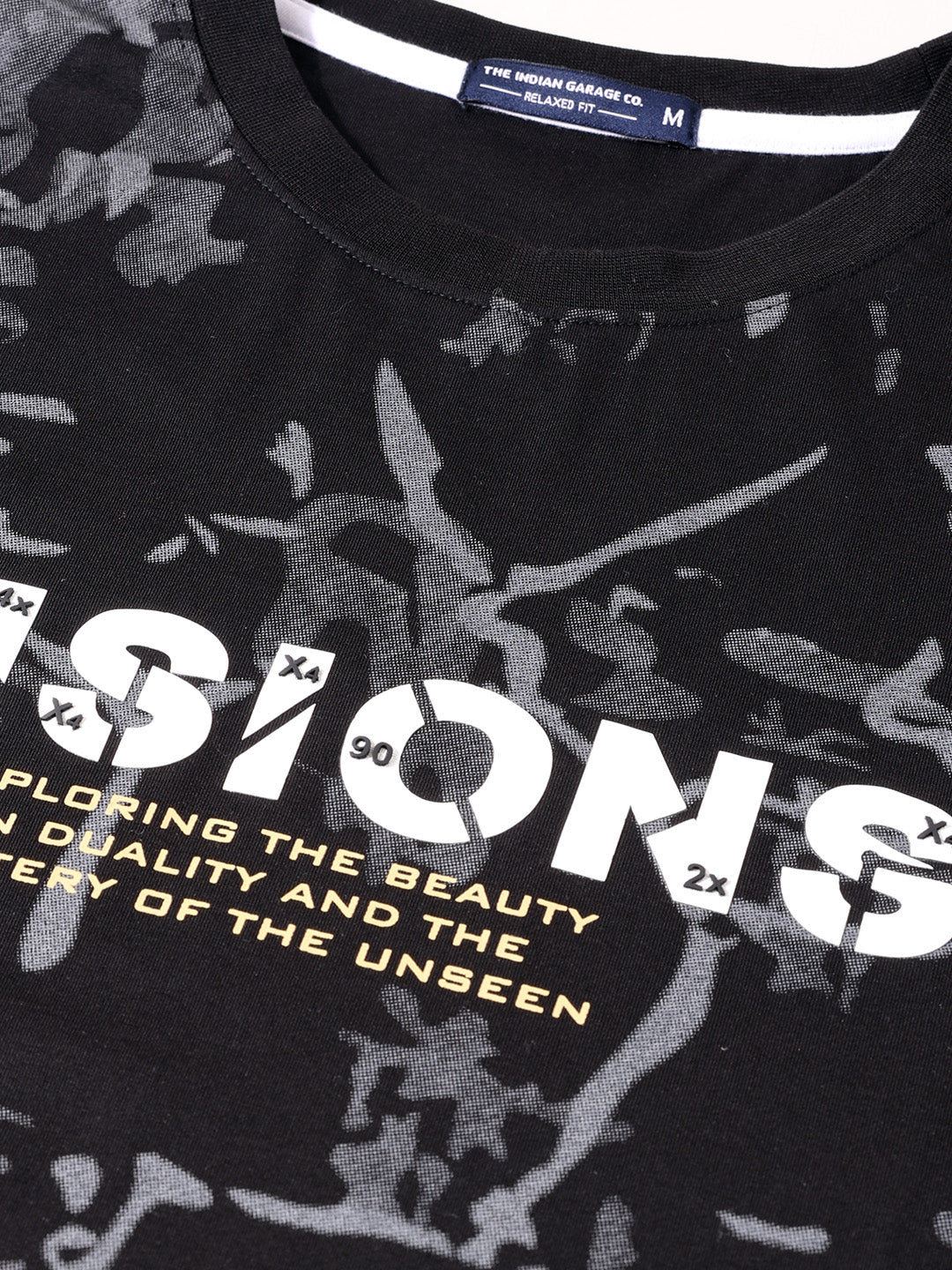 Men's Black Relaxed Fit Printed Casual T-Shirts - Image 3
