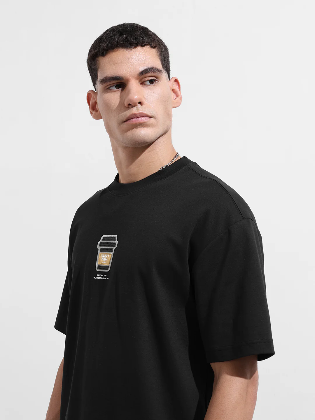 Men's Black Relaxed Fit Printed 240 GSM Street Wear T-Shirt - Image 3