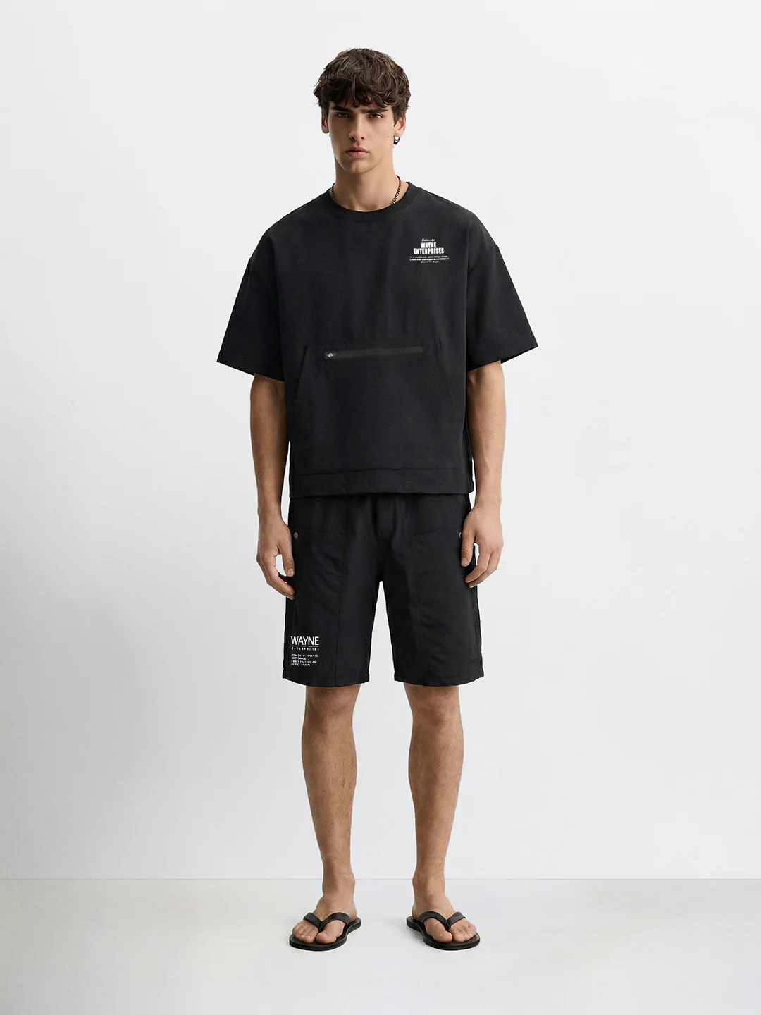 Men's Black Relaxed Fit Solid Casual Coordinates