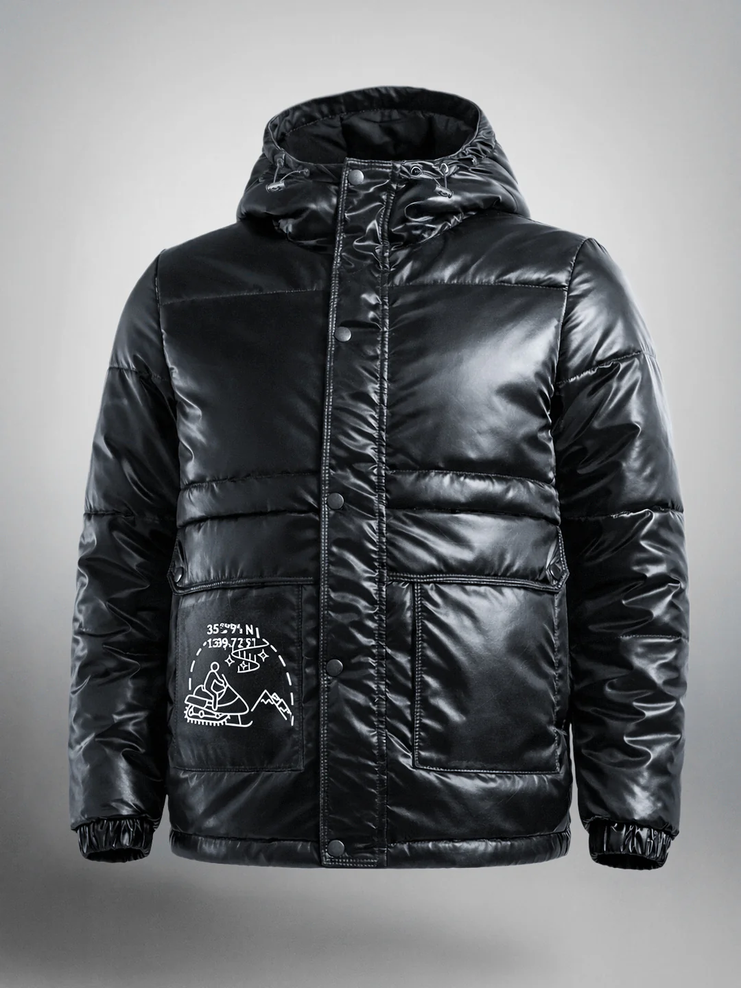Men's Black Relaxed Fit Solid Casual Puffer Jacket - Image 4