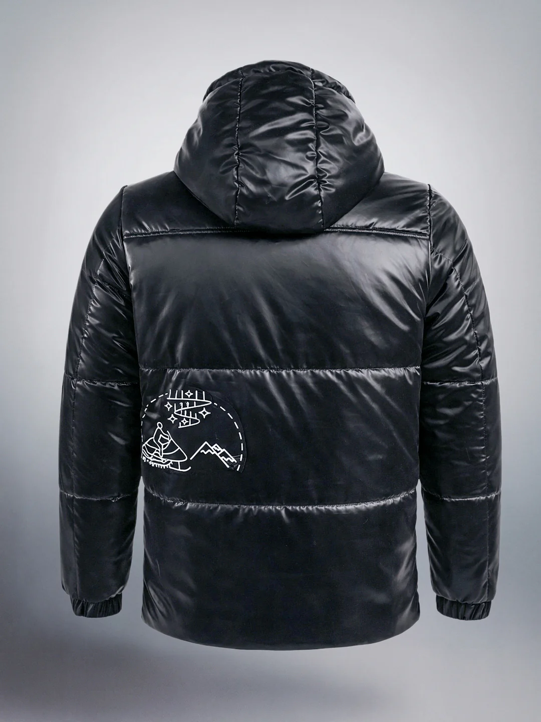 Men's Black Relaxed Fit Solid Casual Puffer Jacket - Image 5